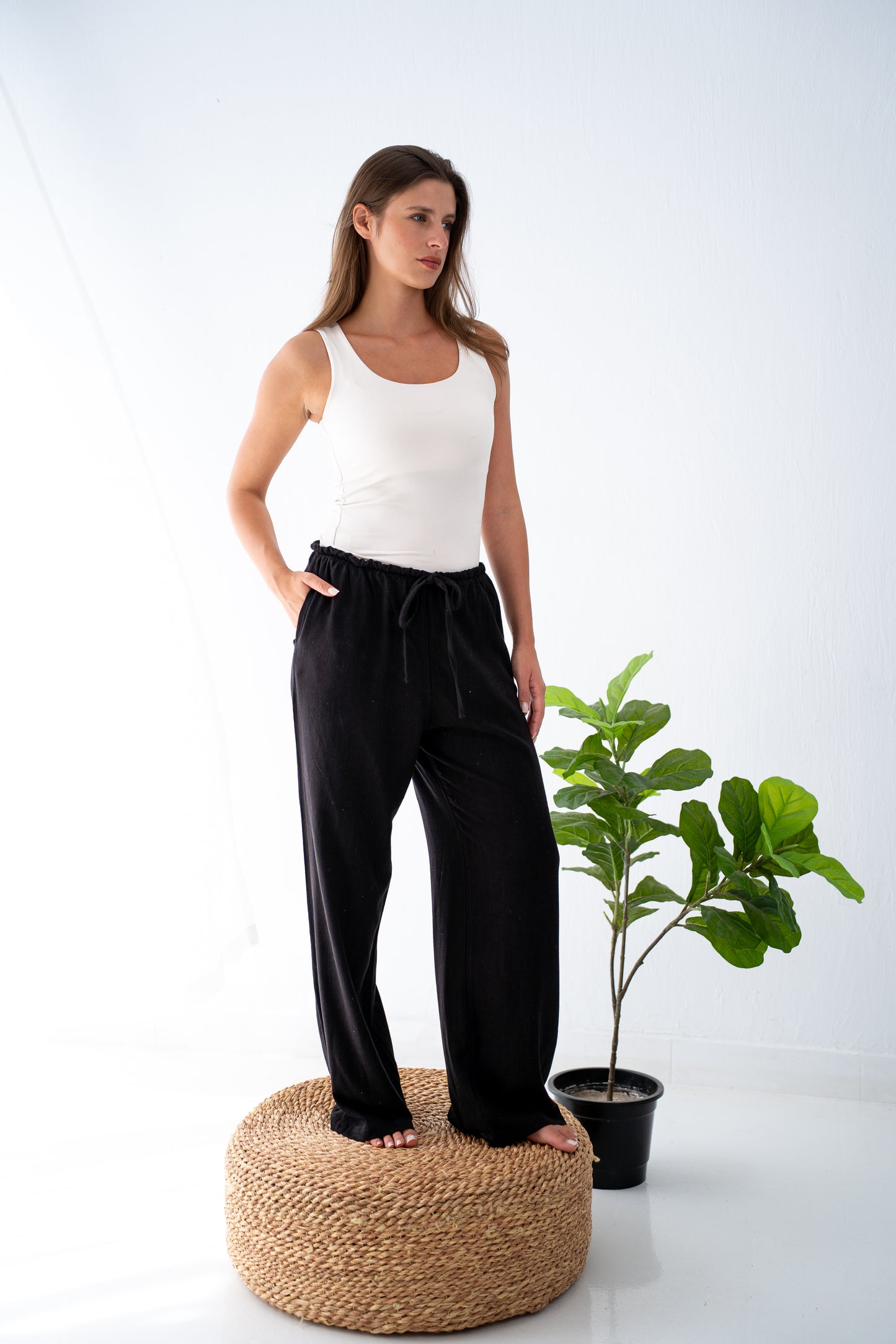 Liquorice linen pants