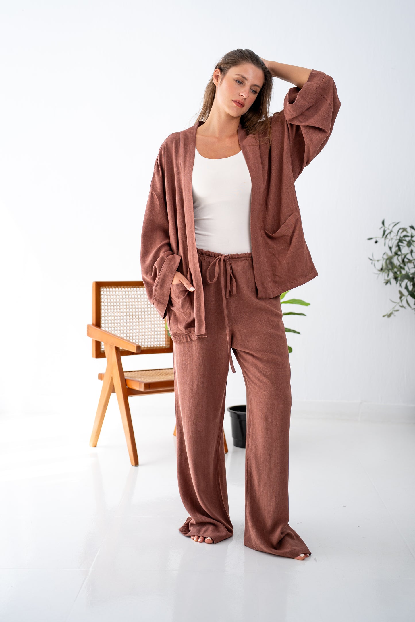 Chocolate linen cardigan