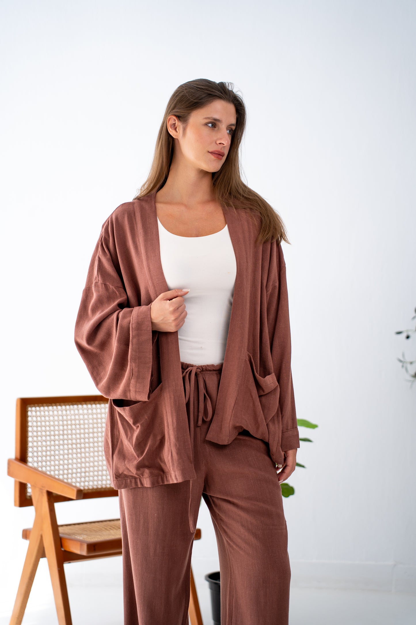 Chocolate linen cardigan