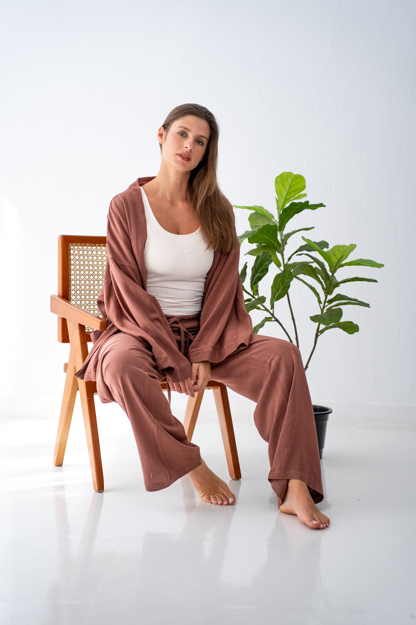 Chocolate linen cardigan