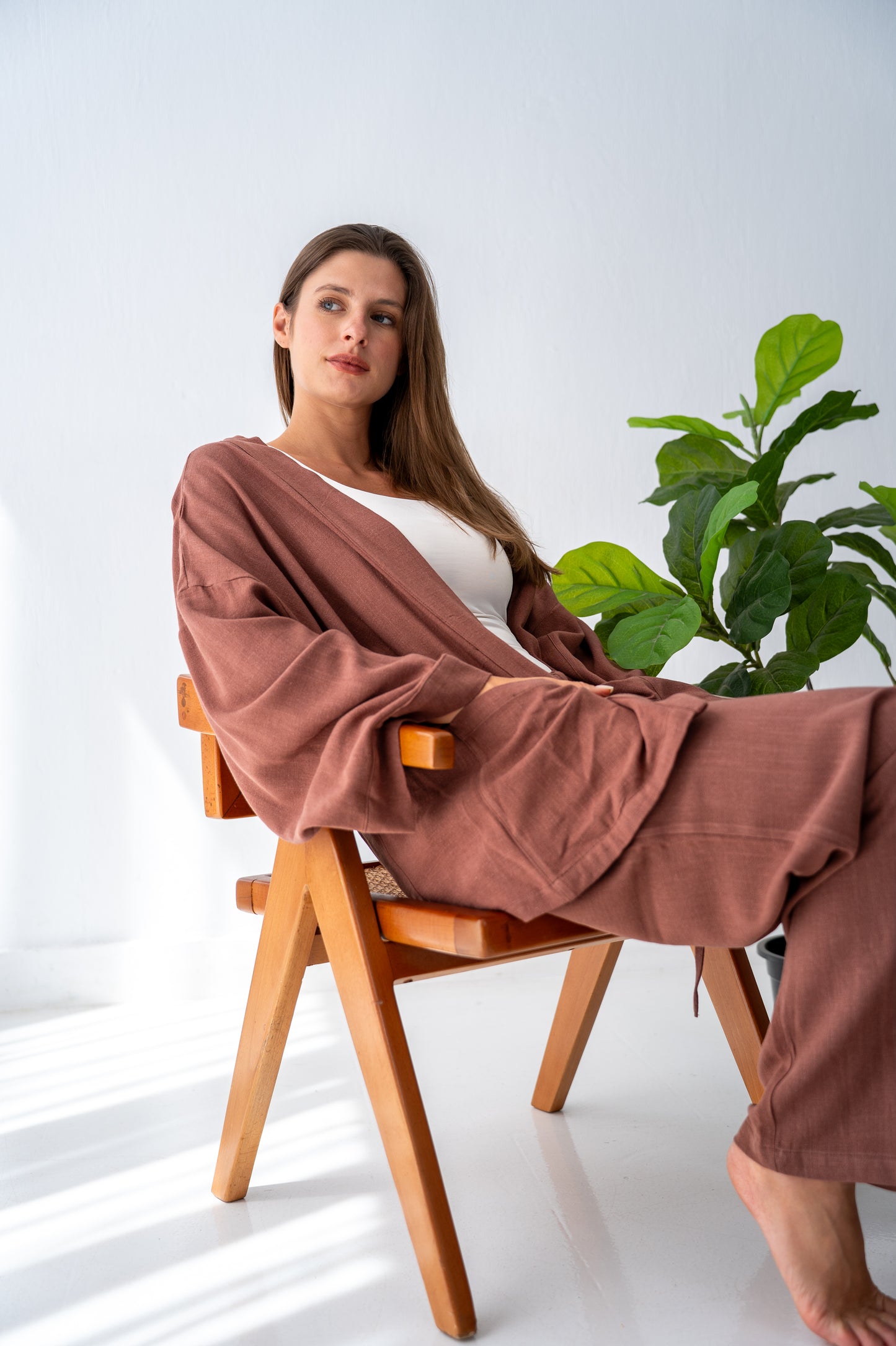 Chocolate linen cardigan