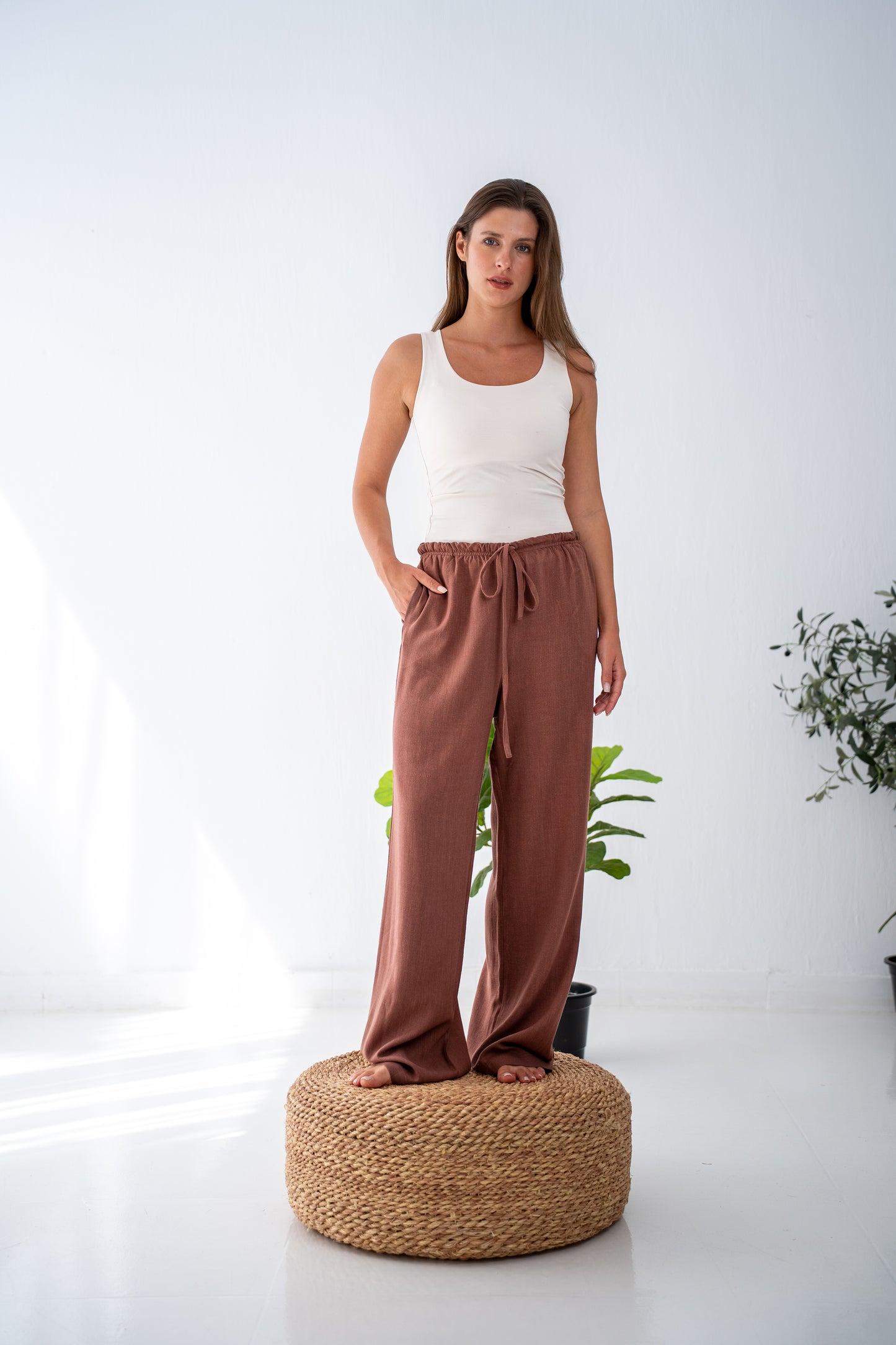 Chocolate linen pants