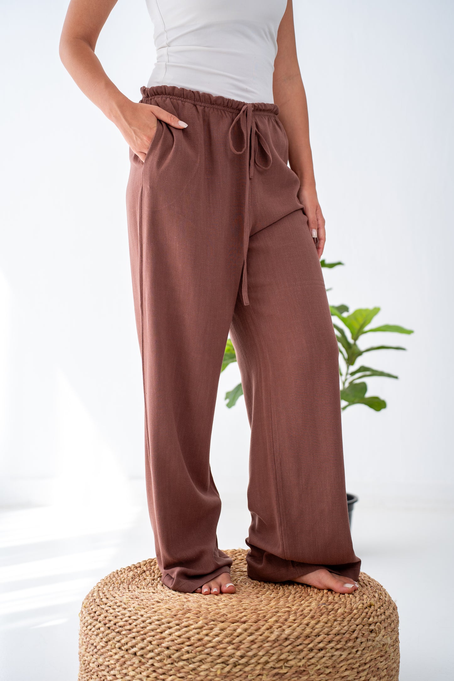 Chocolate linen pants