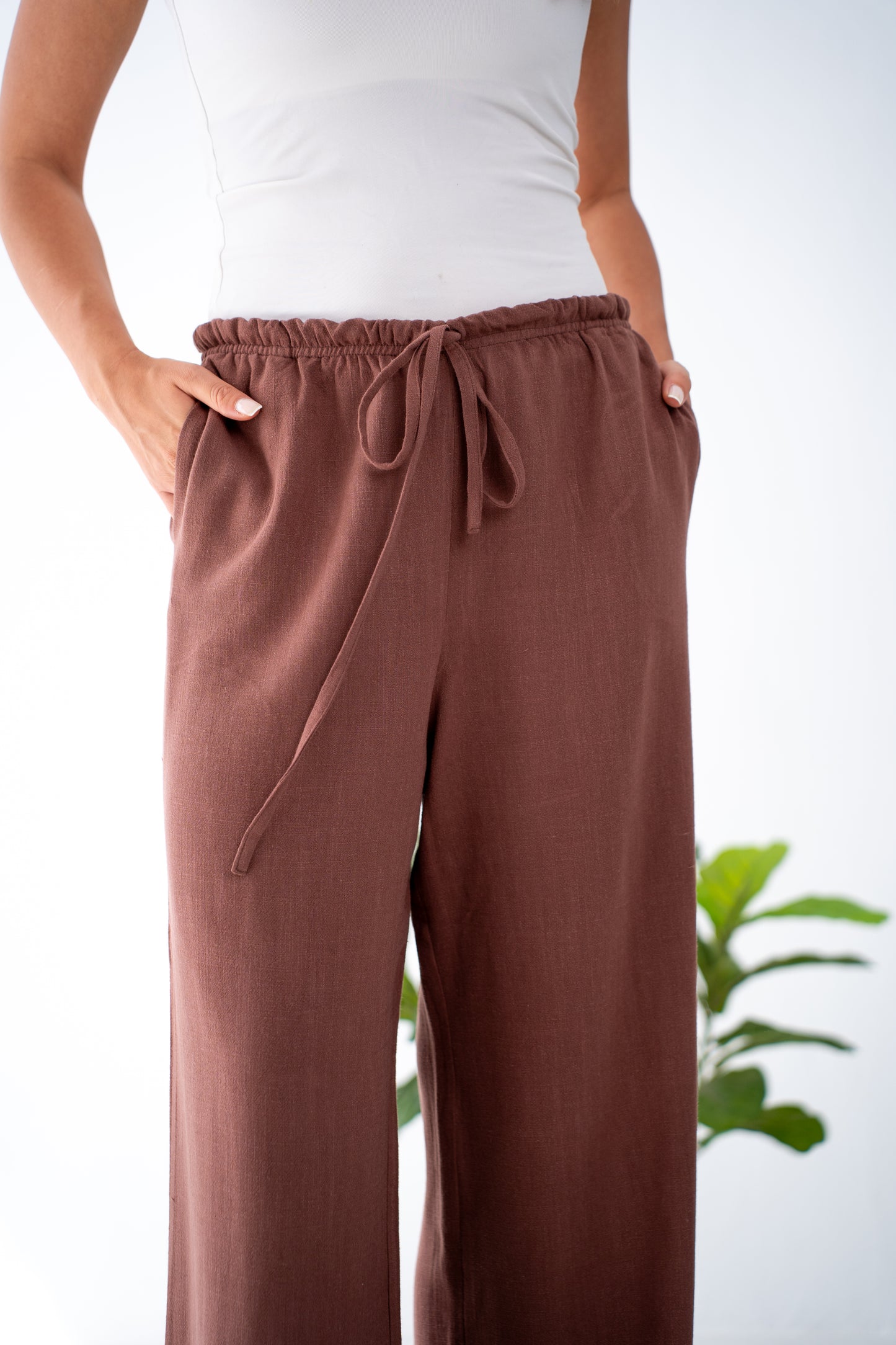 Chocolate linen pants