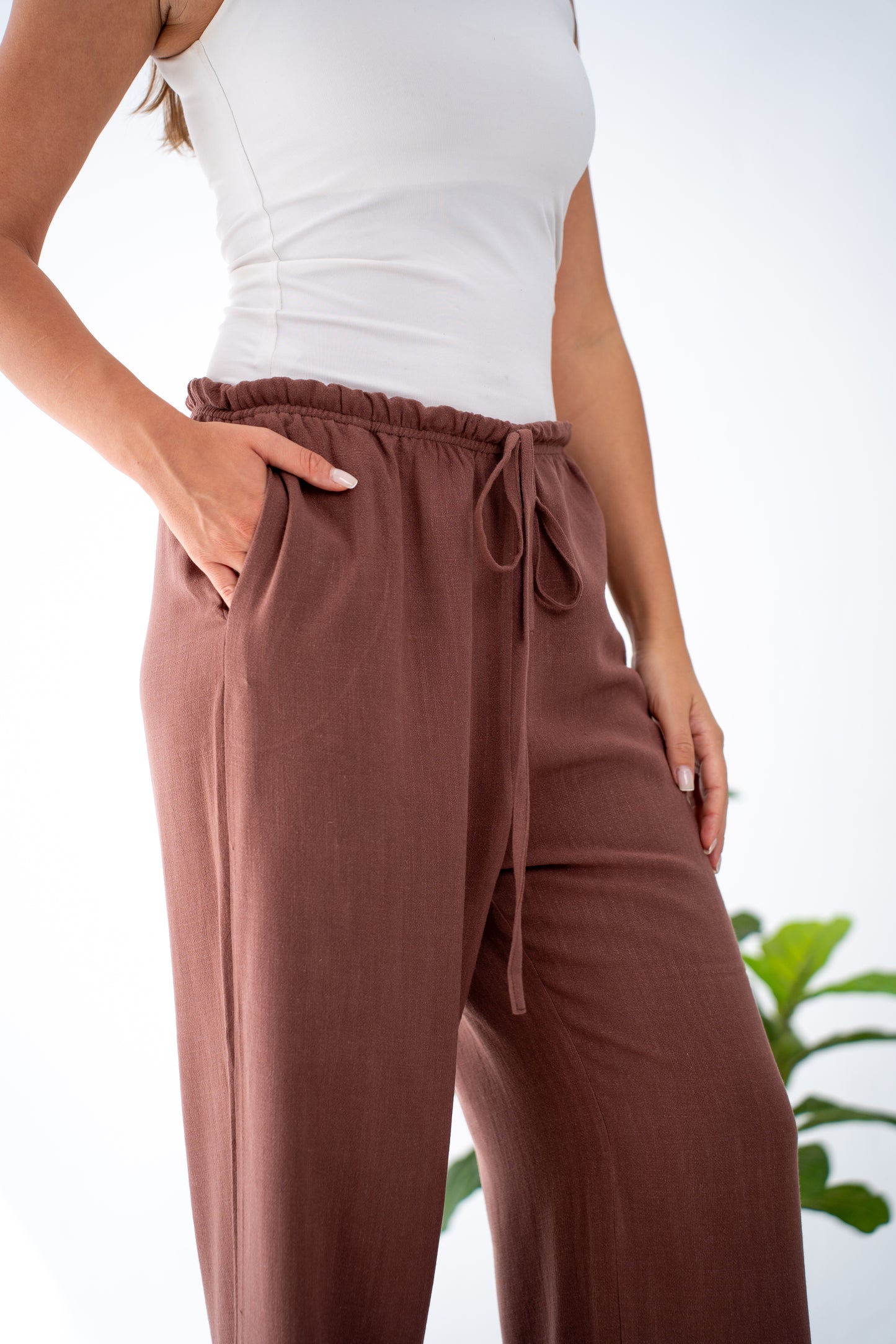 Chocolate linen pants