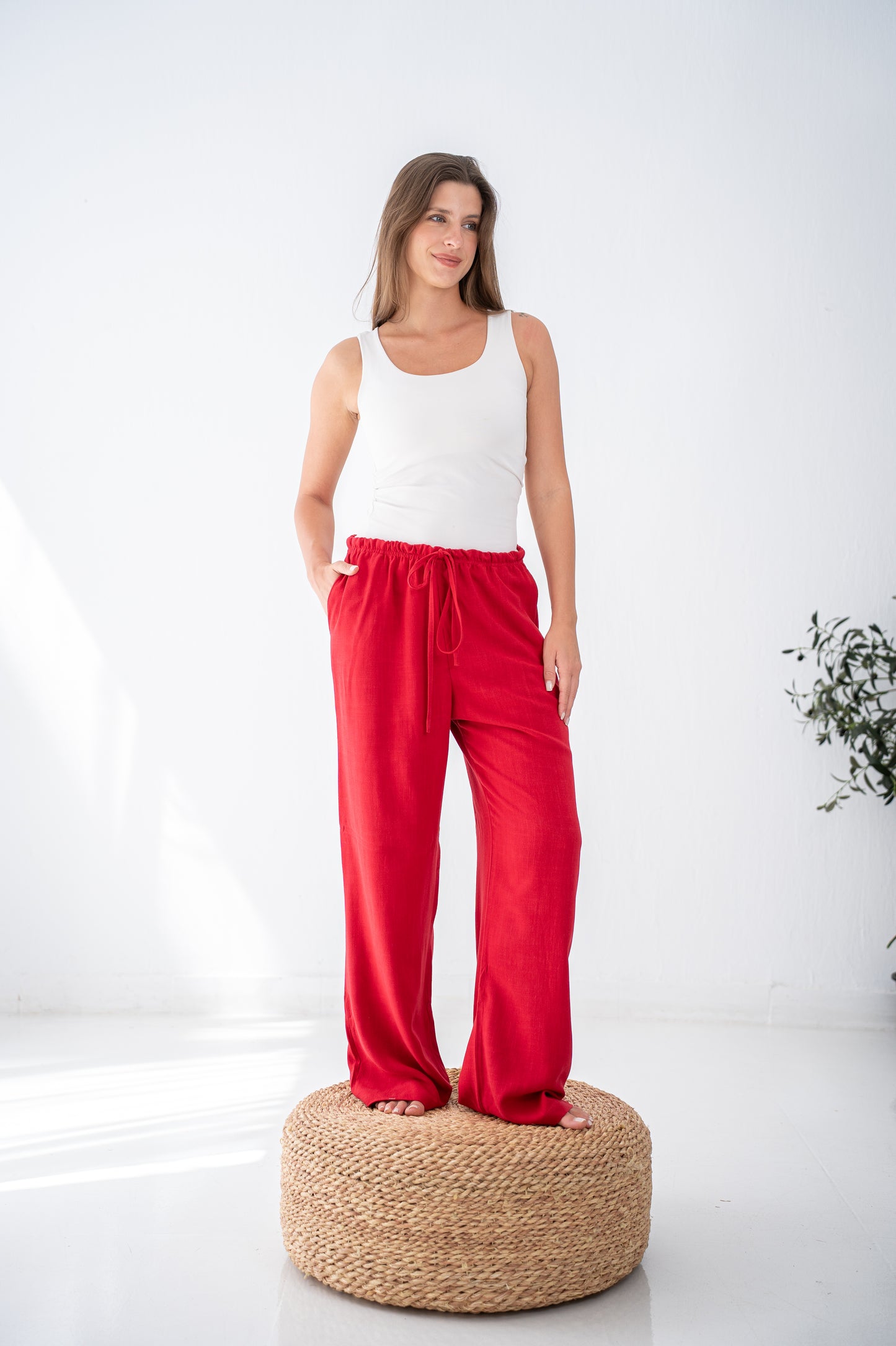 Strawberry linen pants