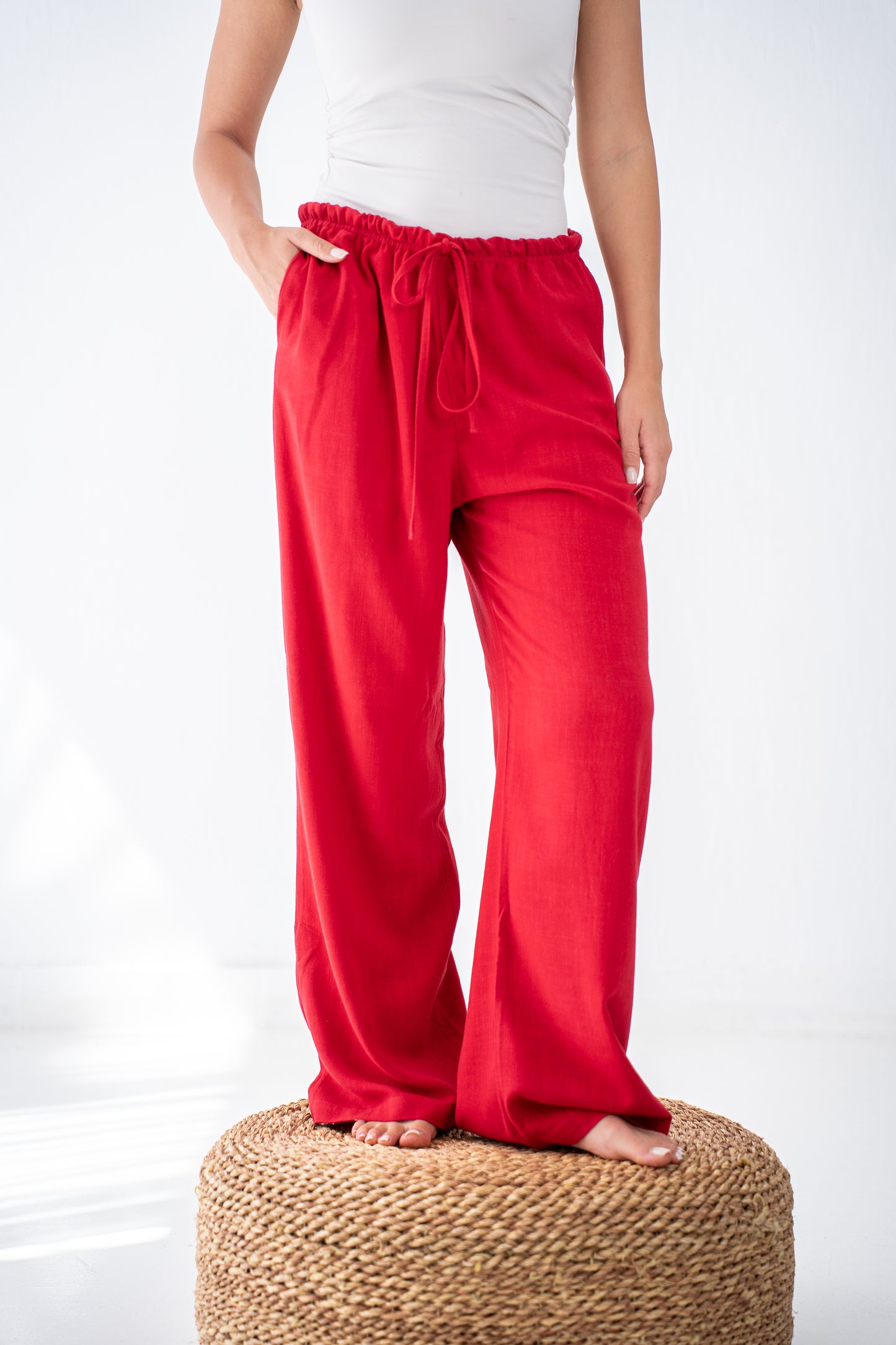 Strawberry linen pants