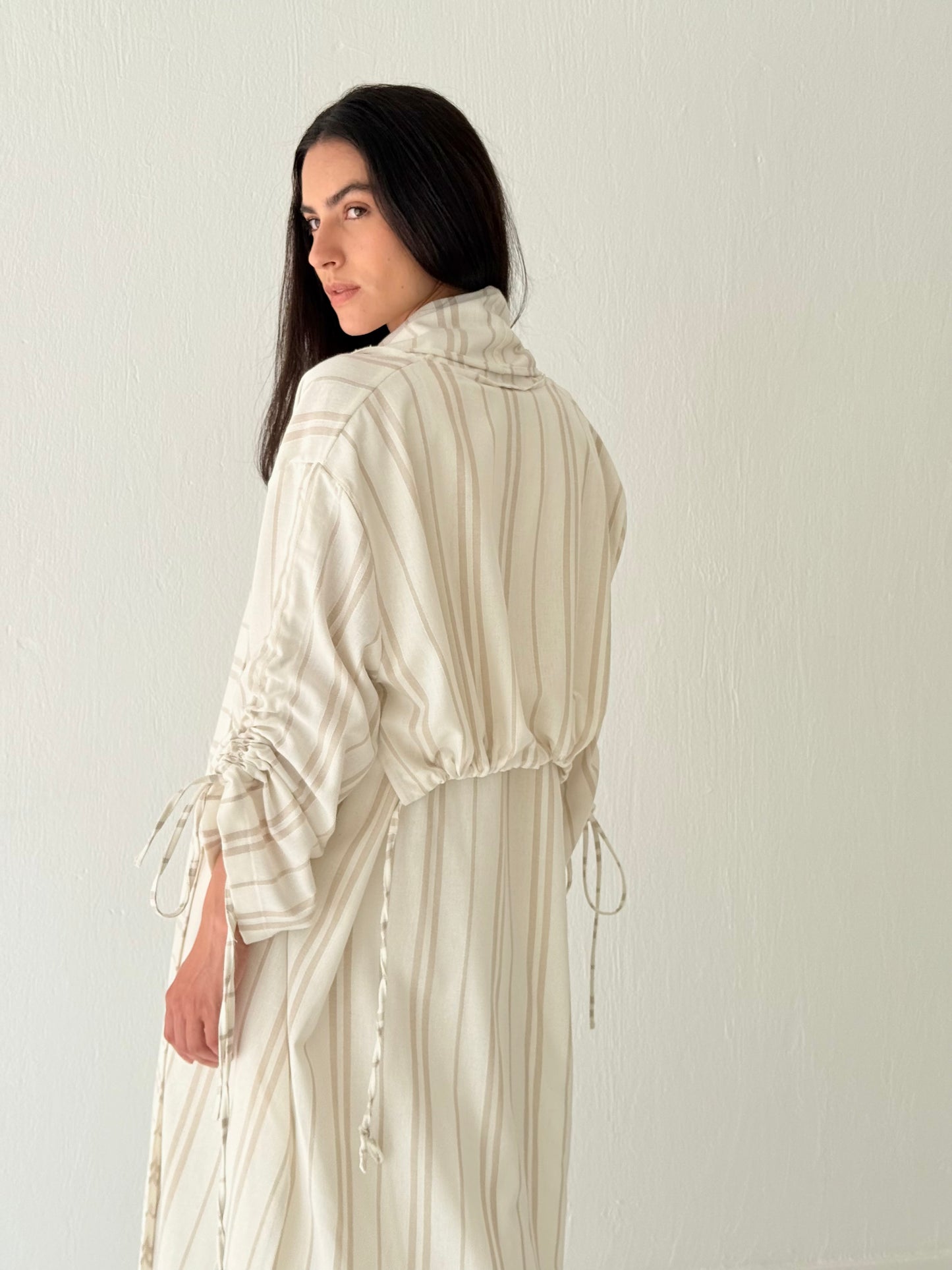 Stripe linen kimono