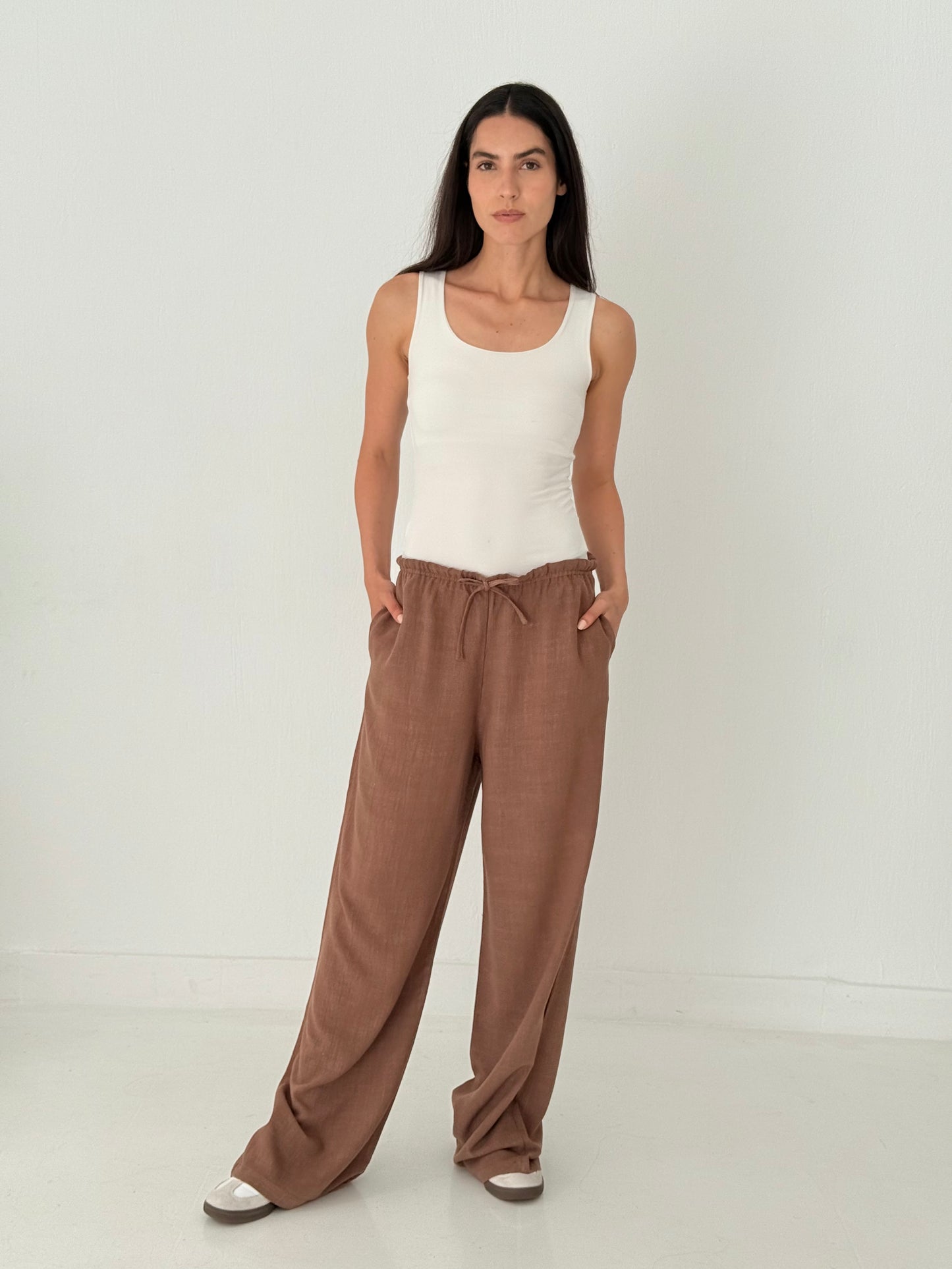 Brown linen pants