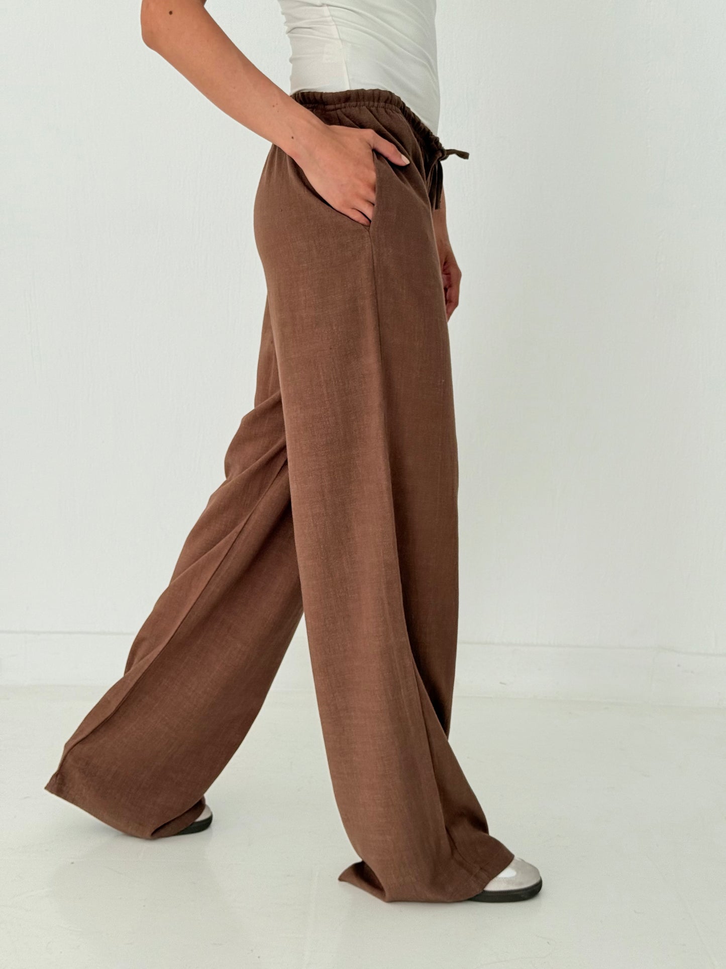 Brown linen pants