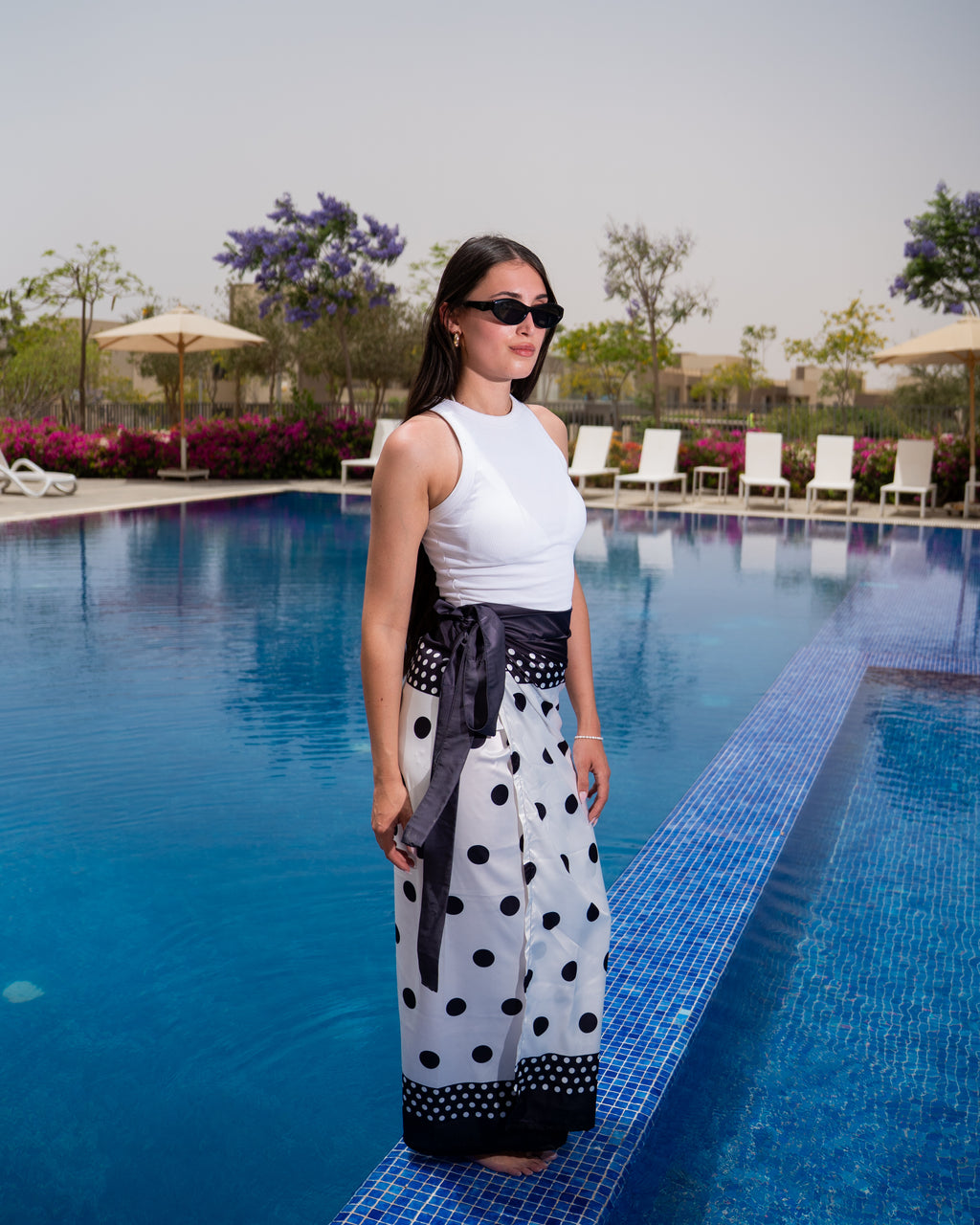 White polka dots cover up