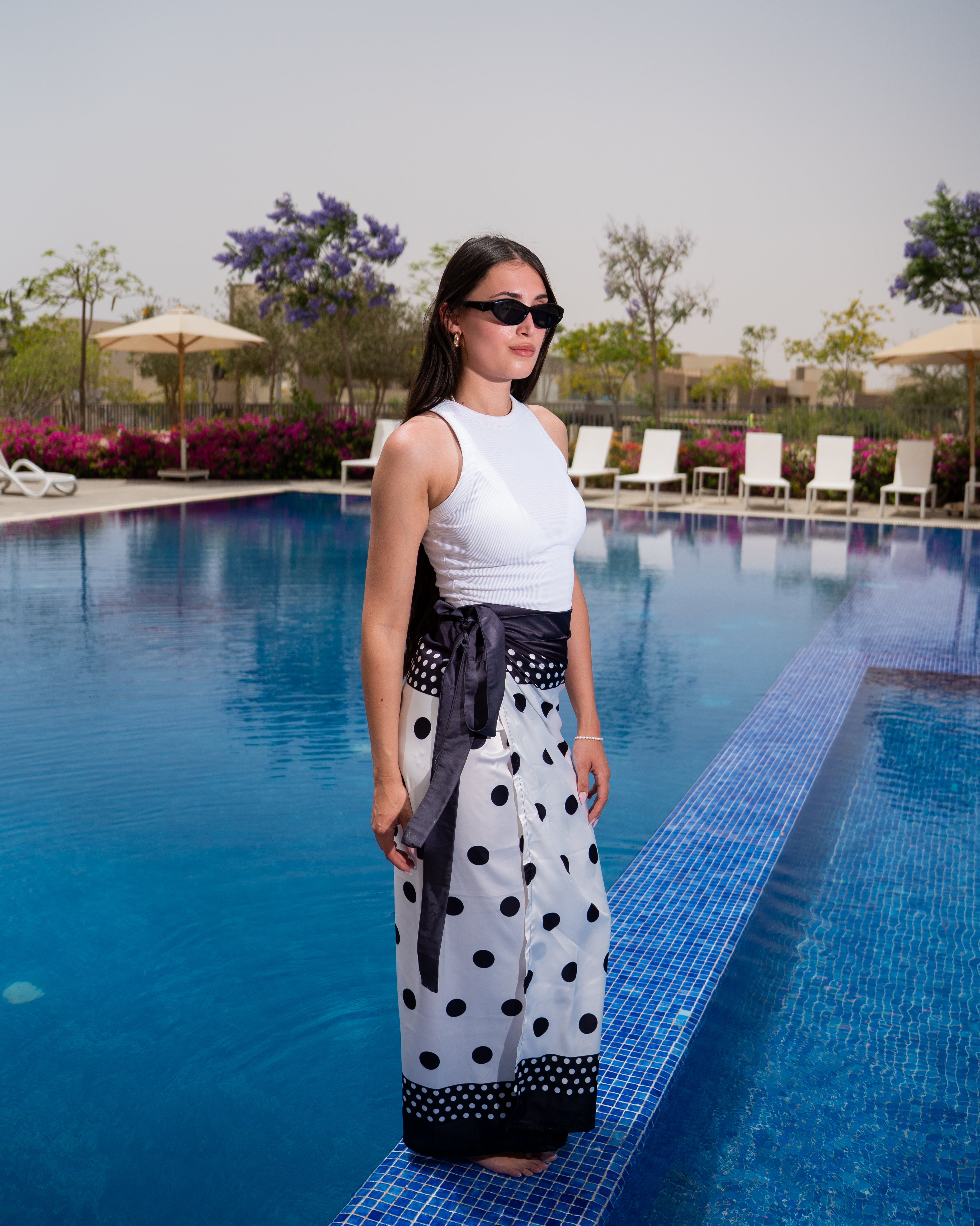 White polka dots cover up