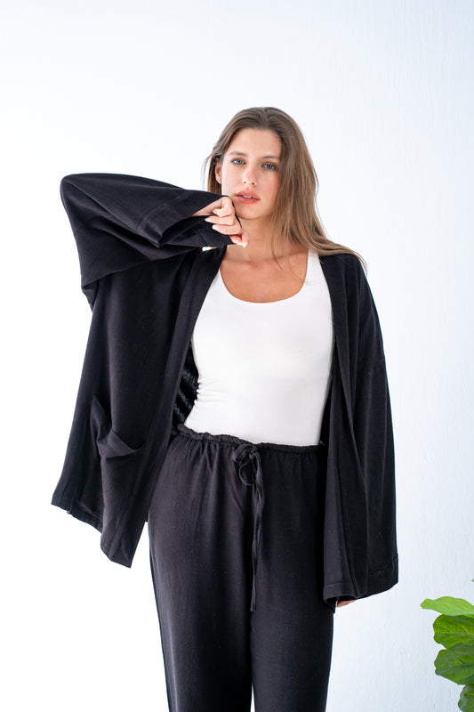 Liquorice linen Cardigan
