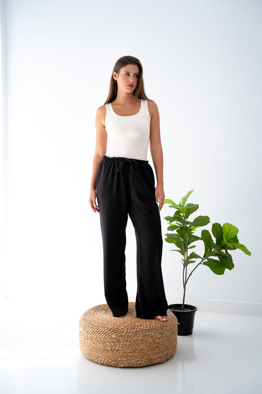 Liquorice linen pants