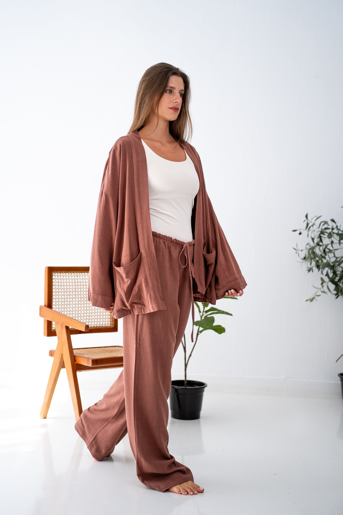 Chocolate linen cardigan