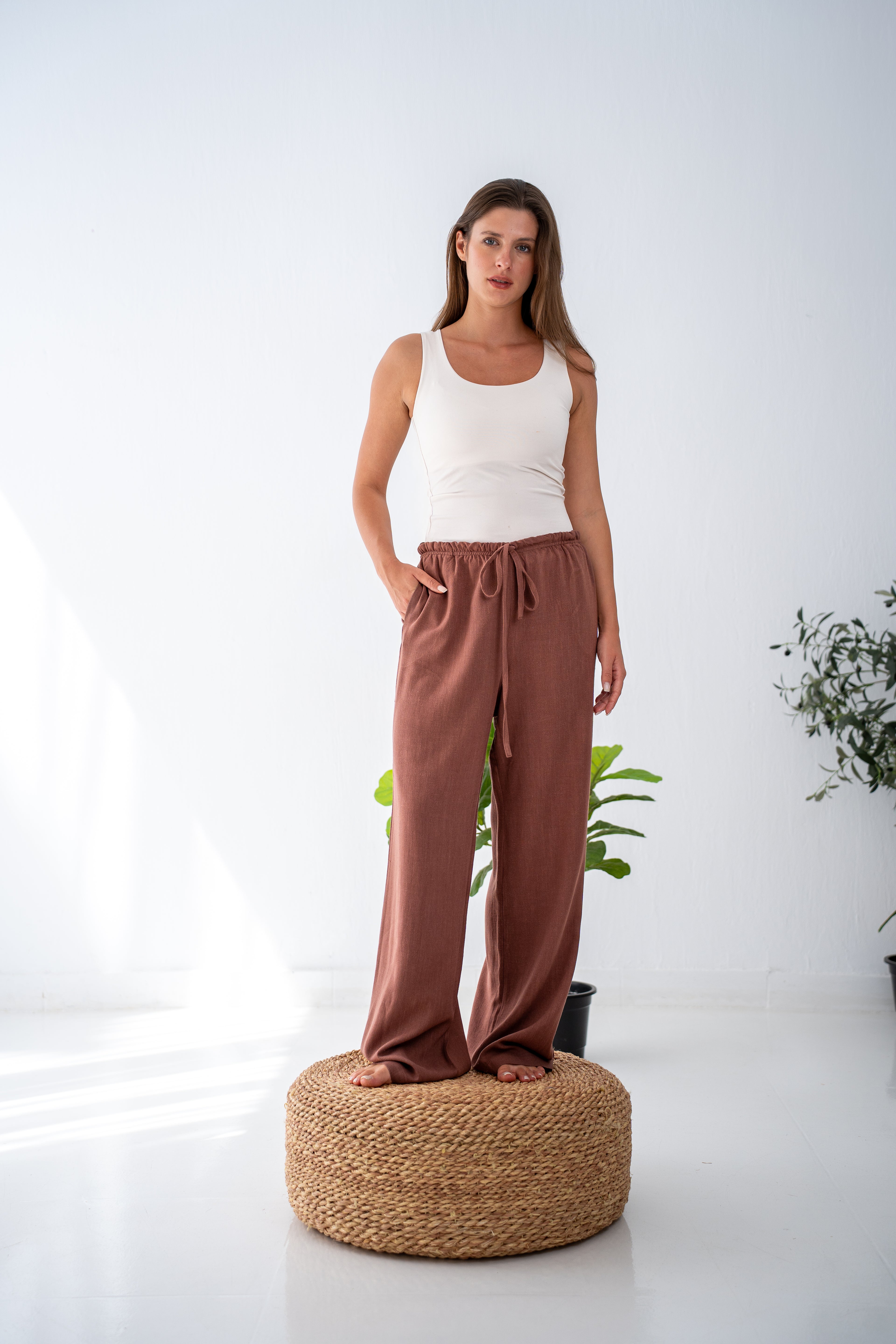 Chocolate linen pants