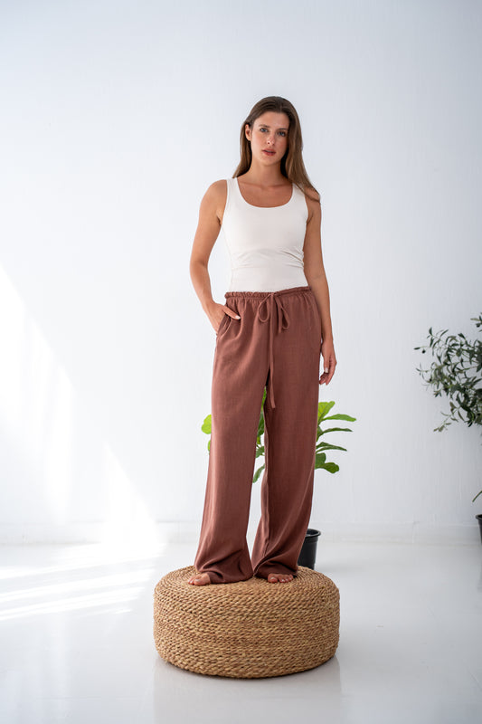 Chocolate linen pants
