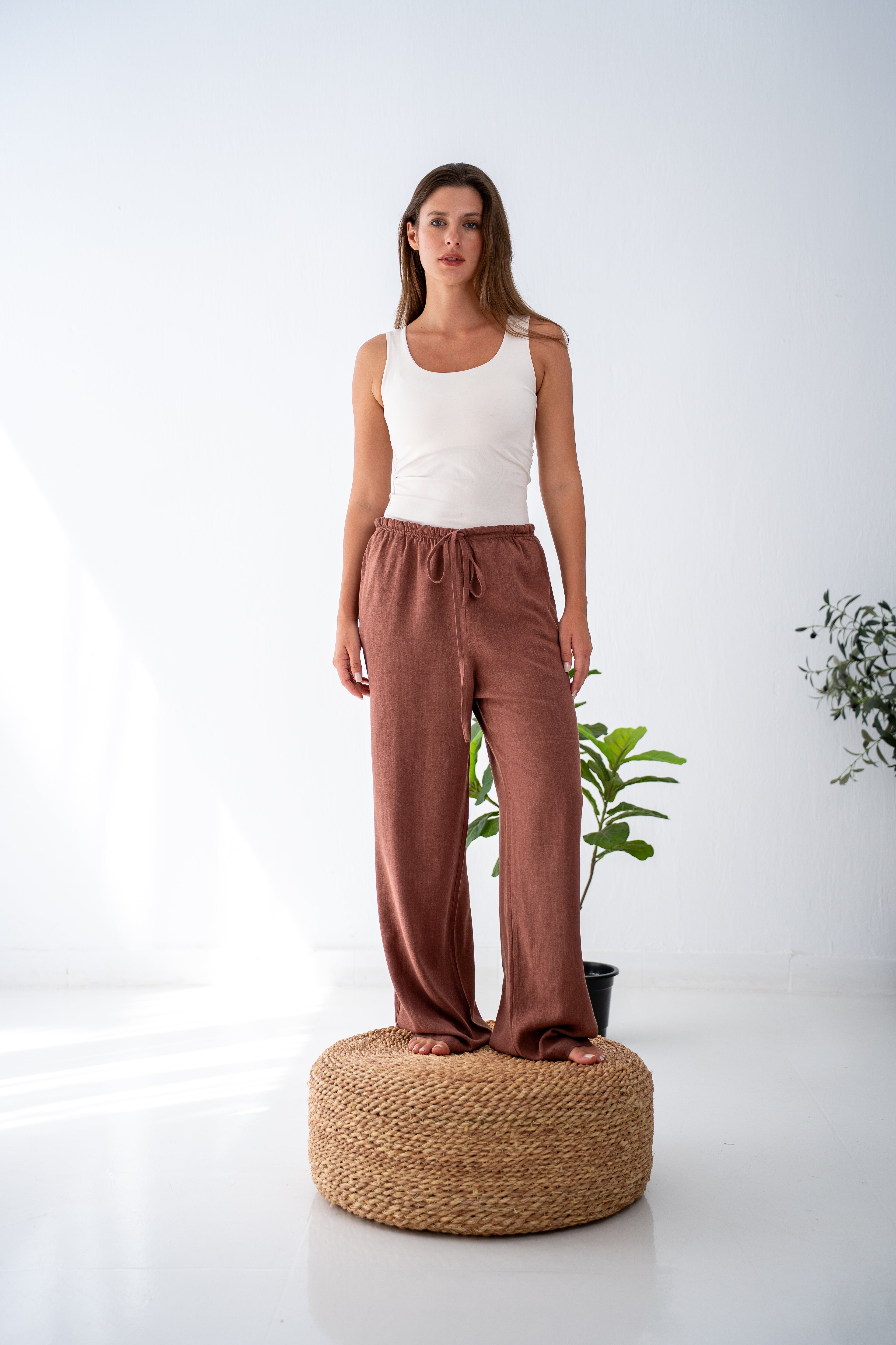 Chocolate linen pants