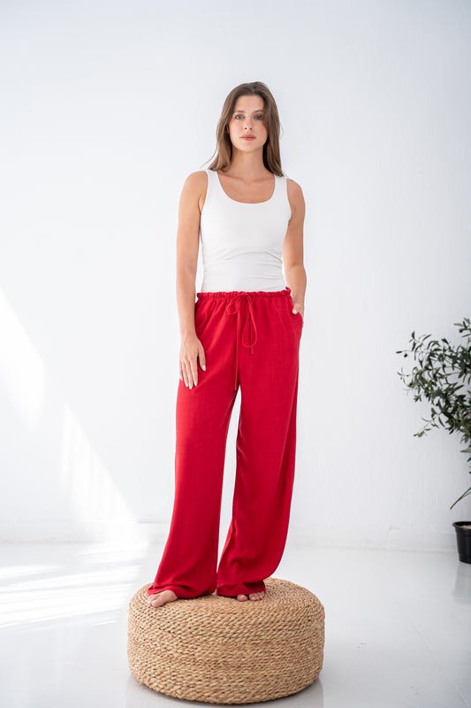 Strawberry linen pants