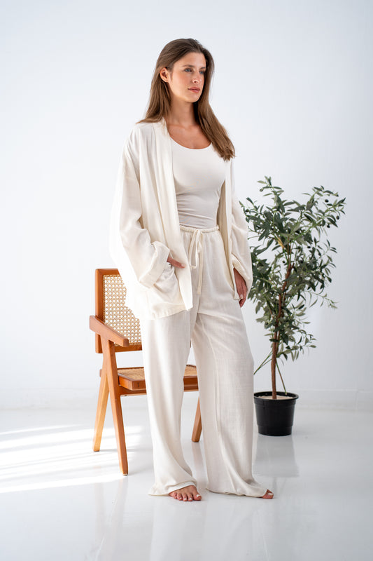 White linen cardigan