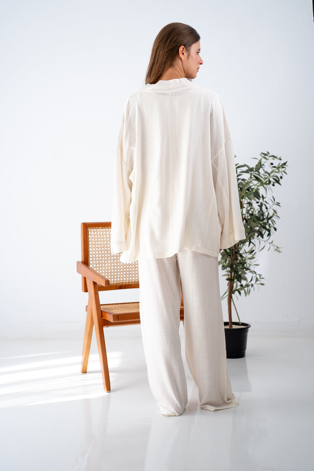 White linen cardigan