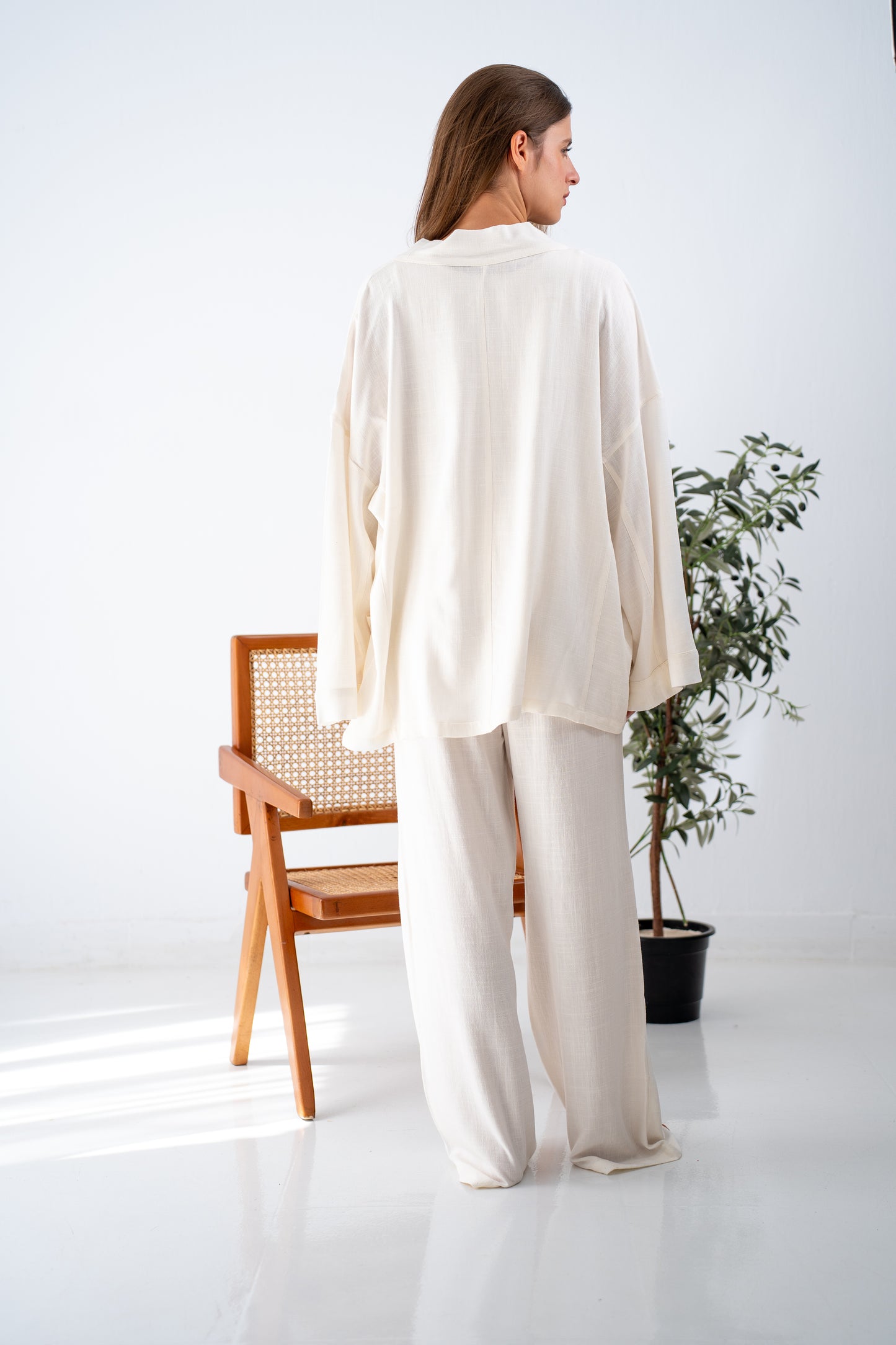 White linen cardigan