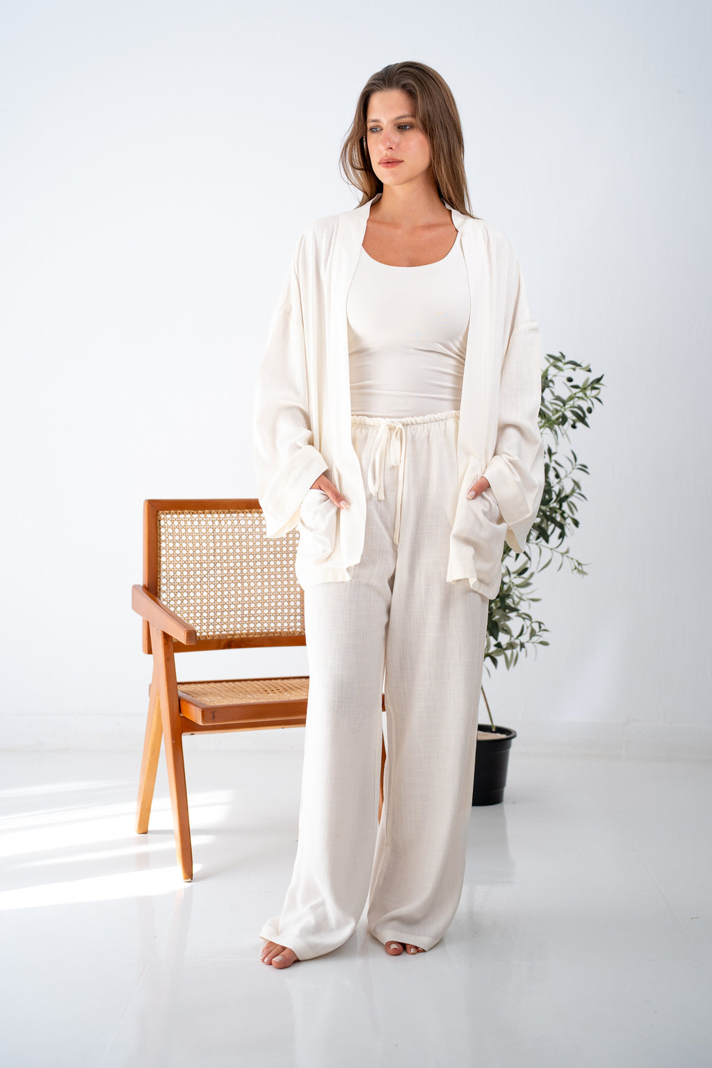White linen cardigan