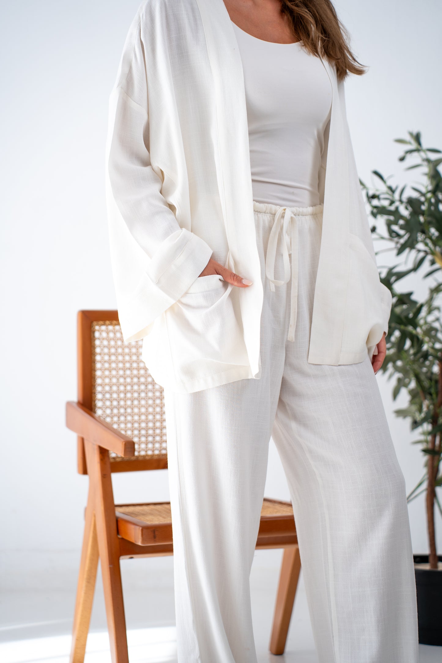 White linen cardigan