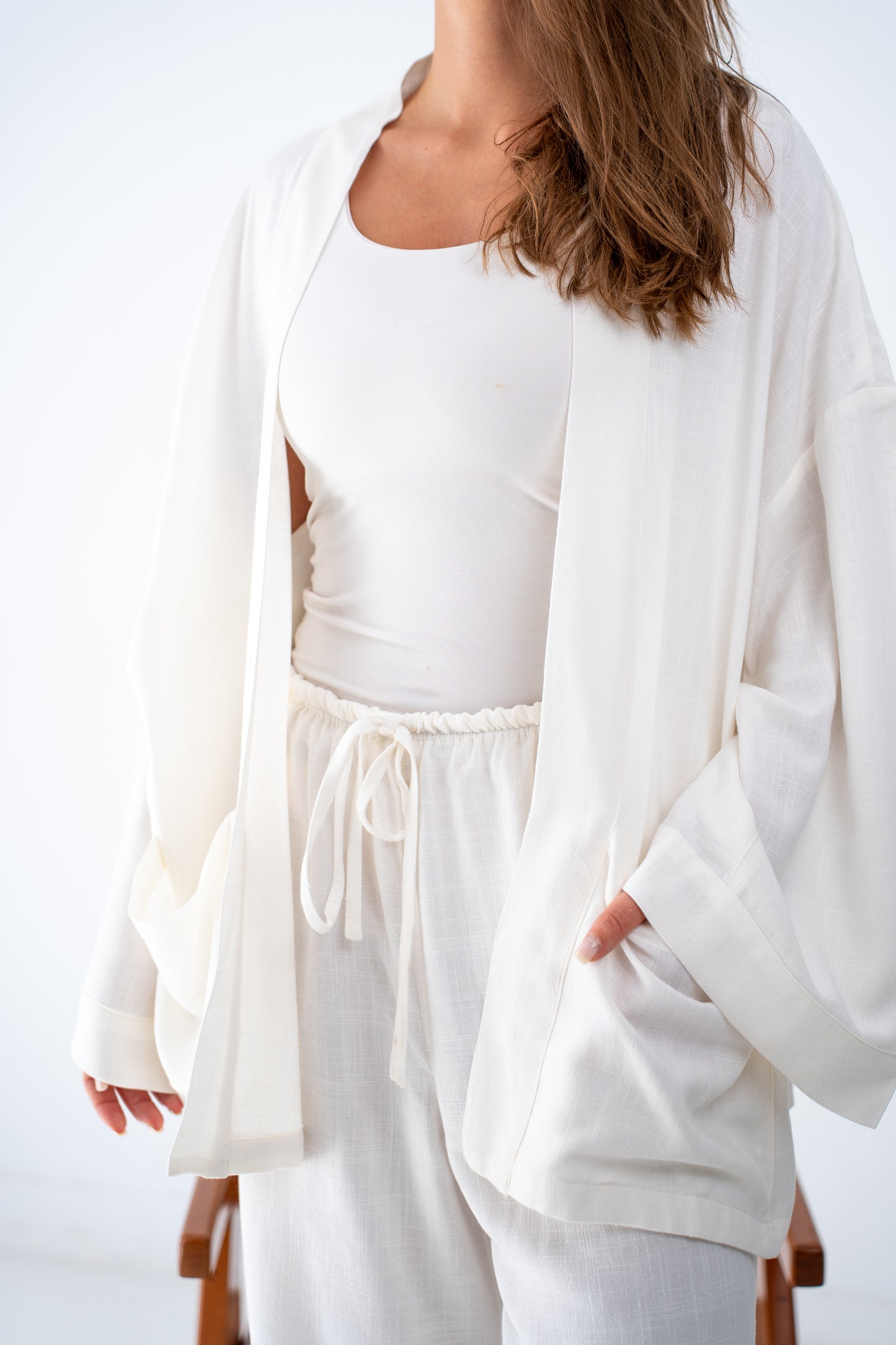 White linen cardigan