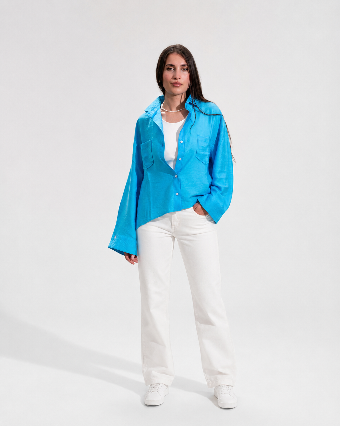 Turquoise linen shirt