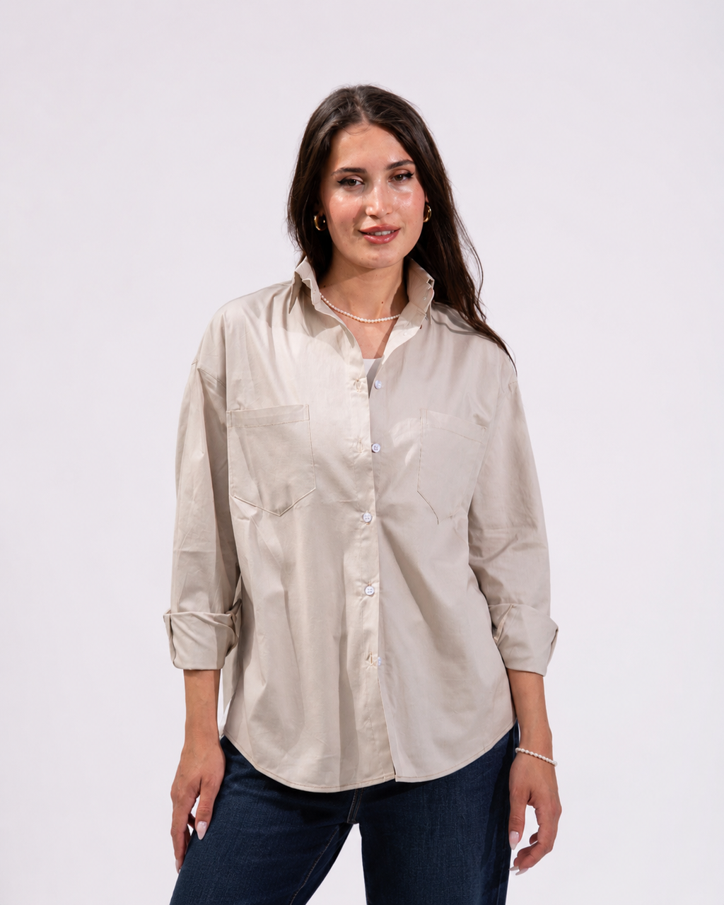 Beige poplin shirt