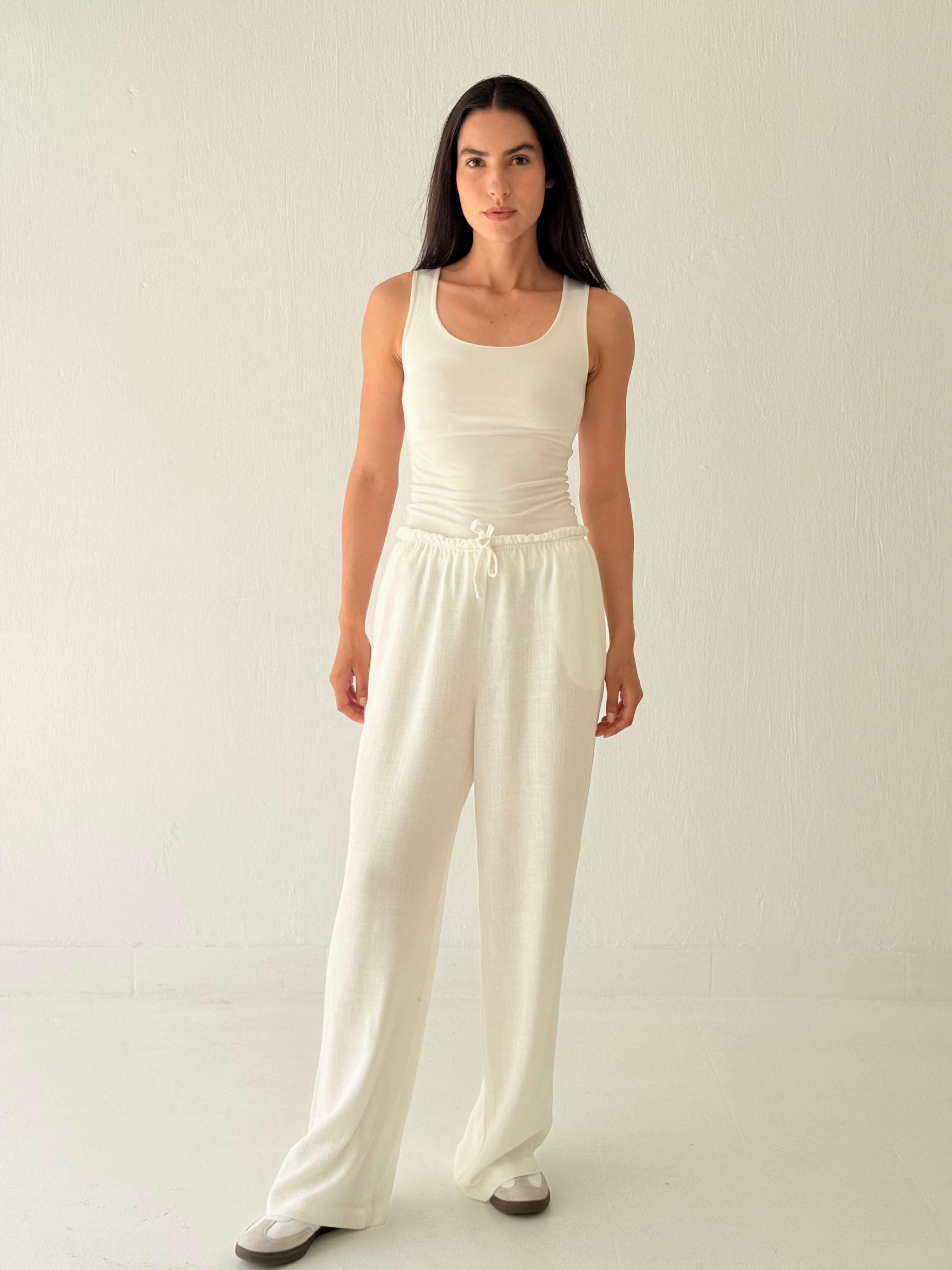 White linen pants