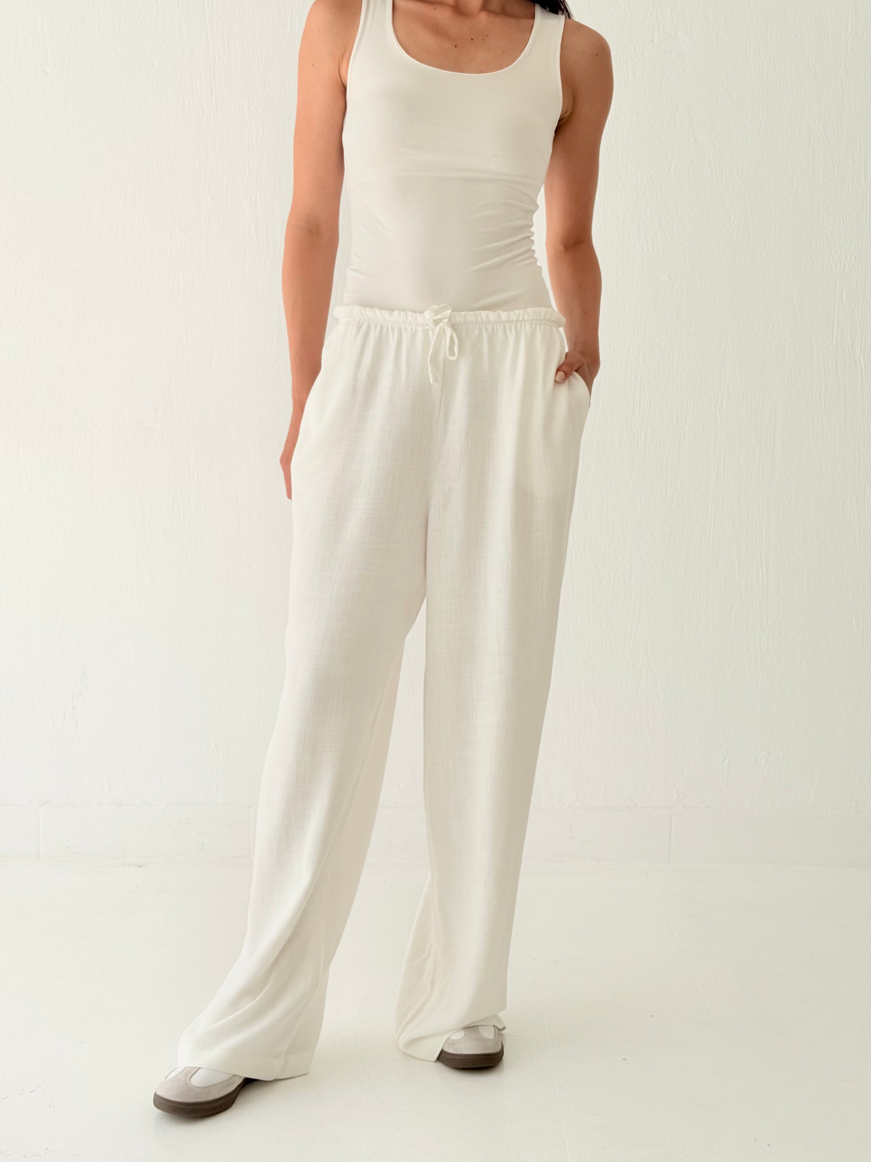 White linen pants