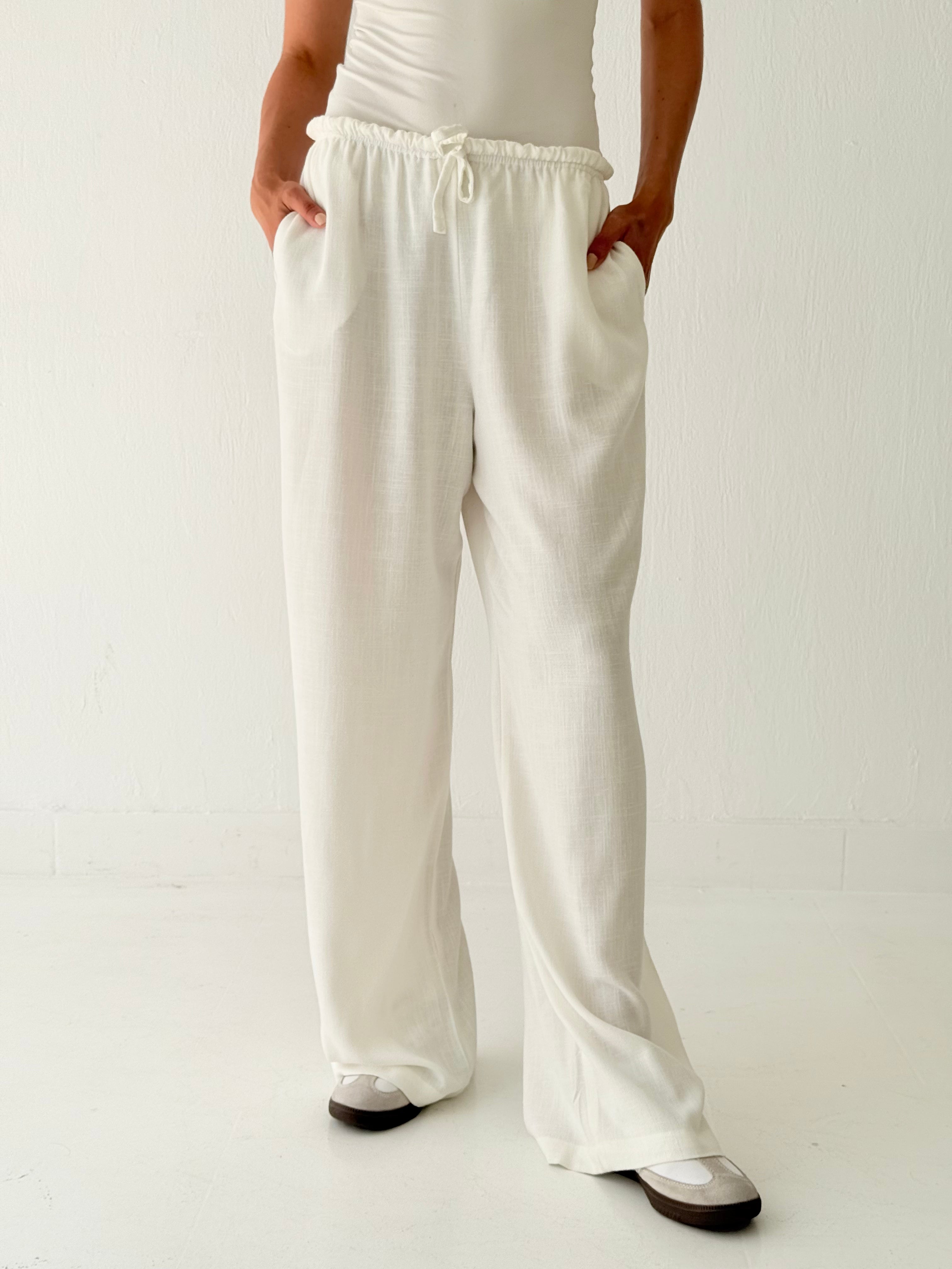 White linen pants