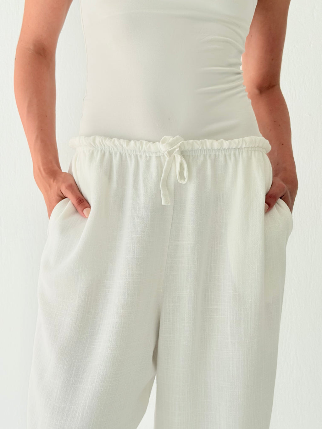 White linen pants