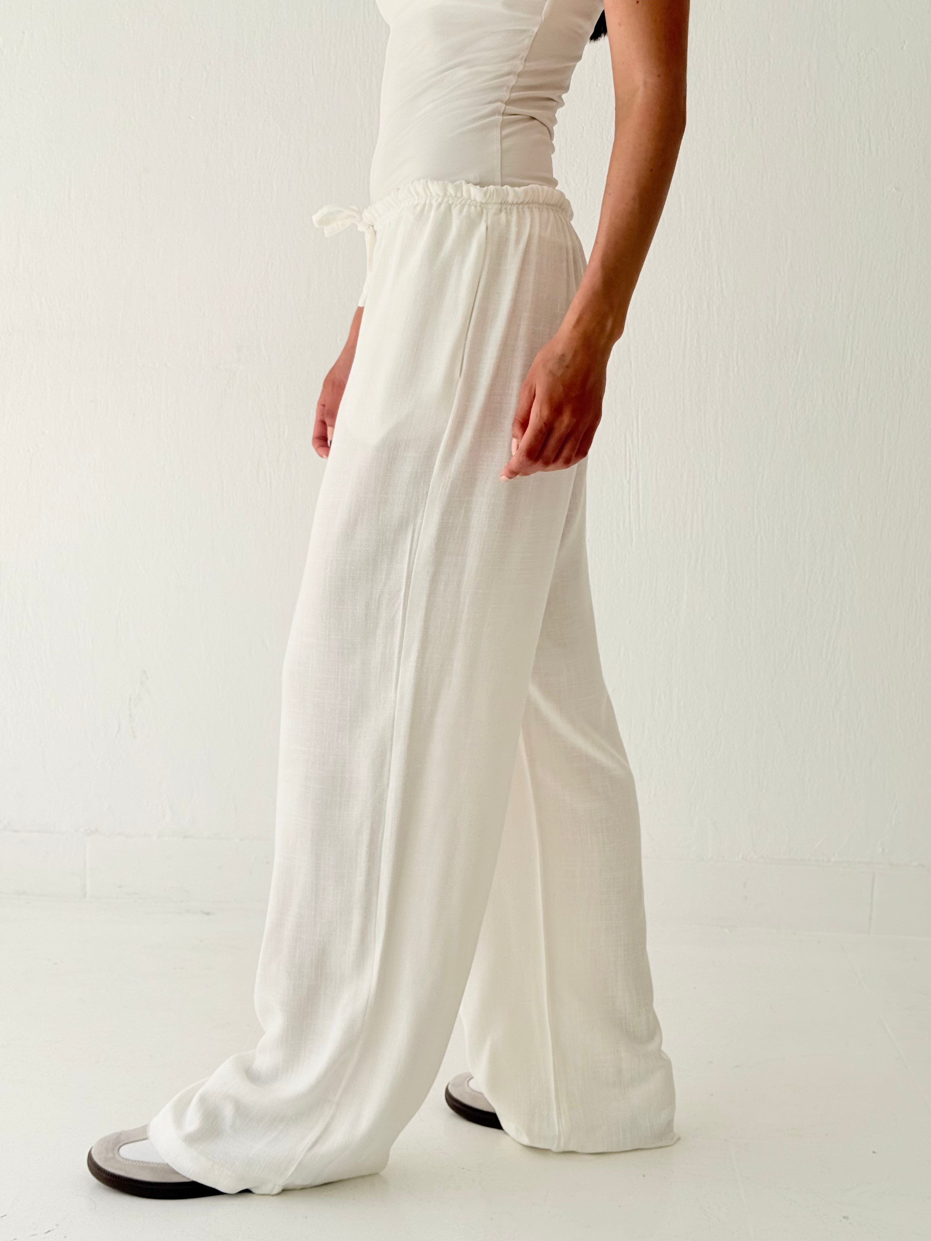White linen pants