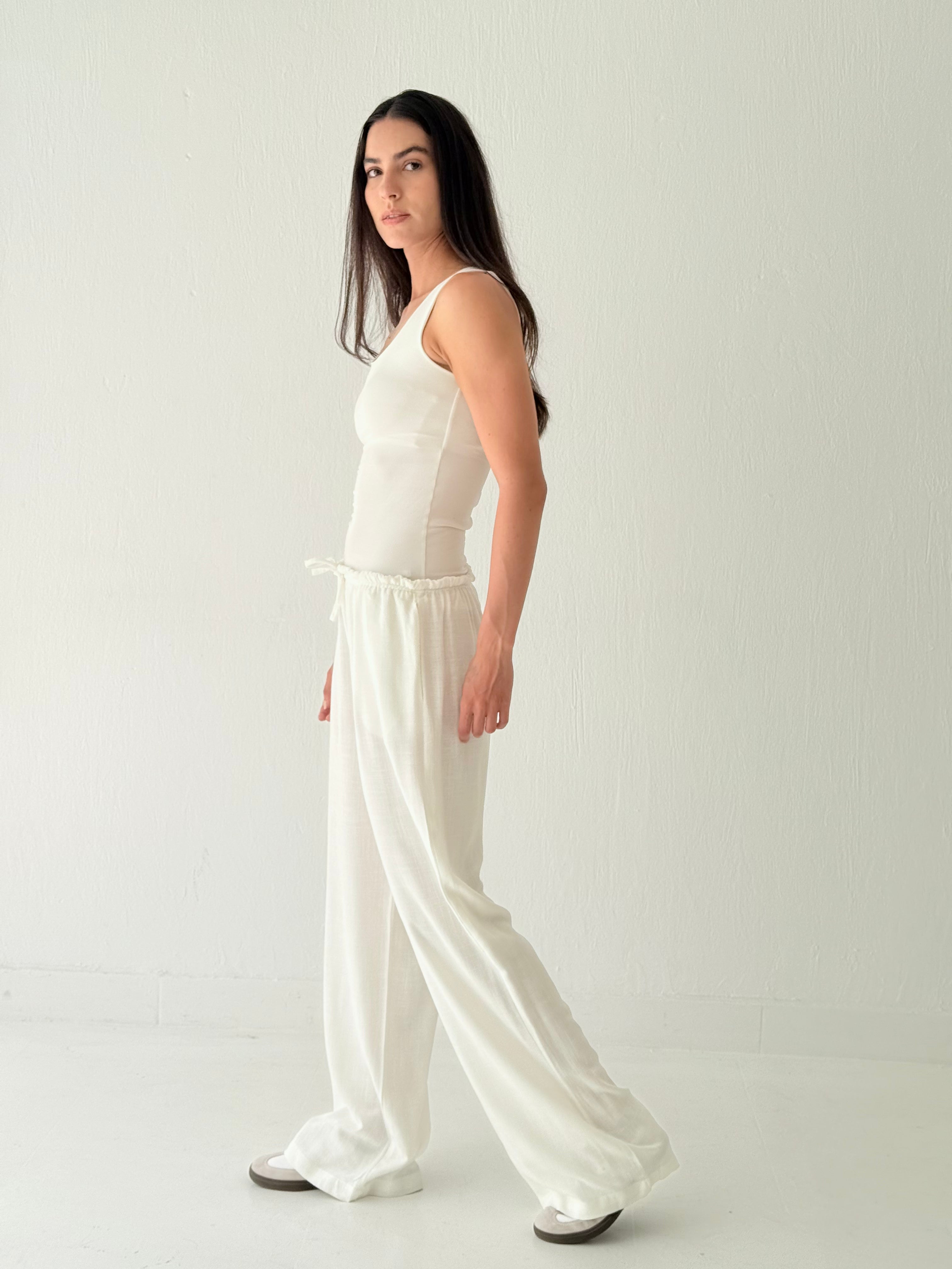 White linen pants