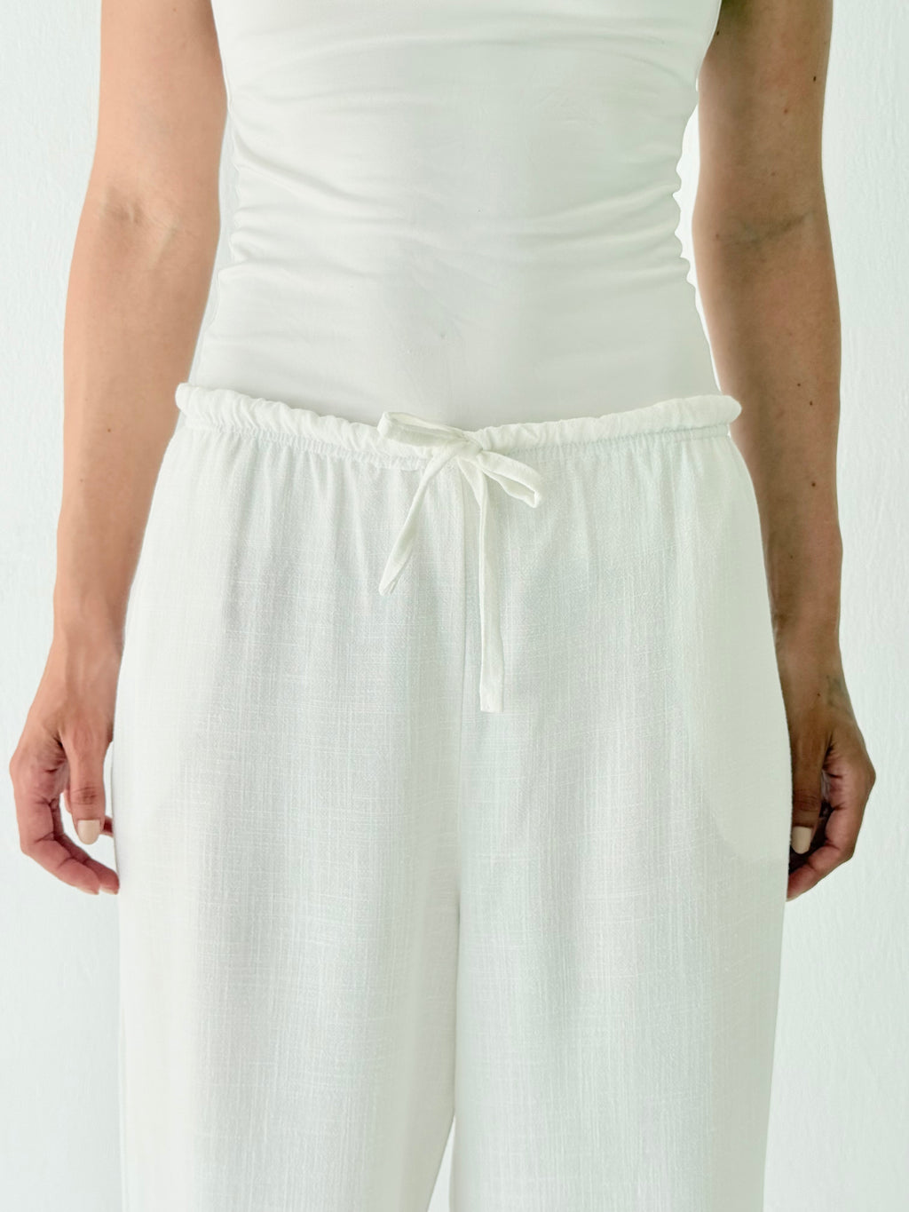 White linen pants