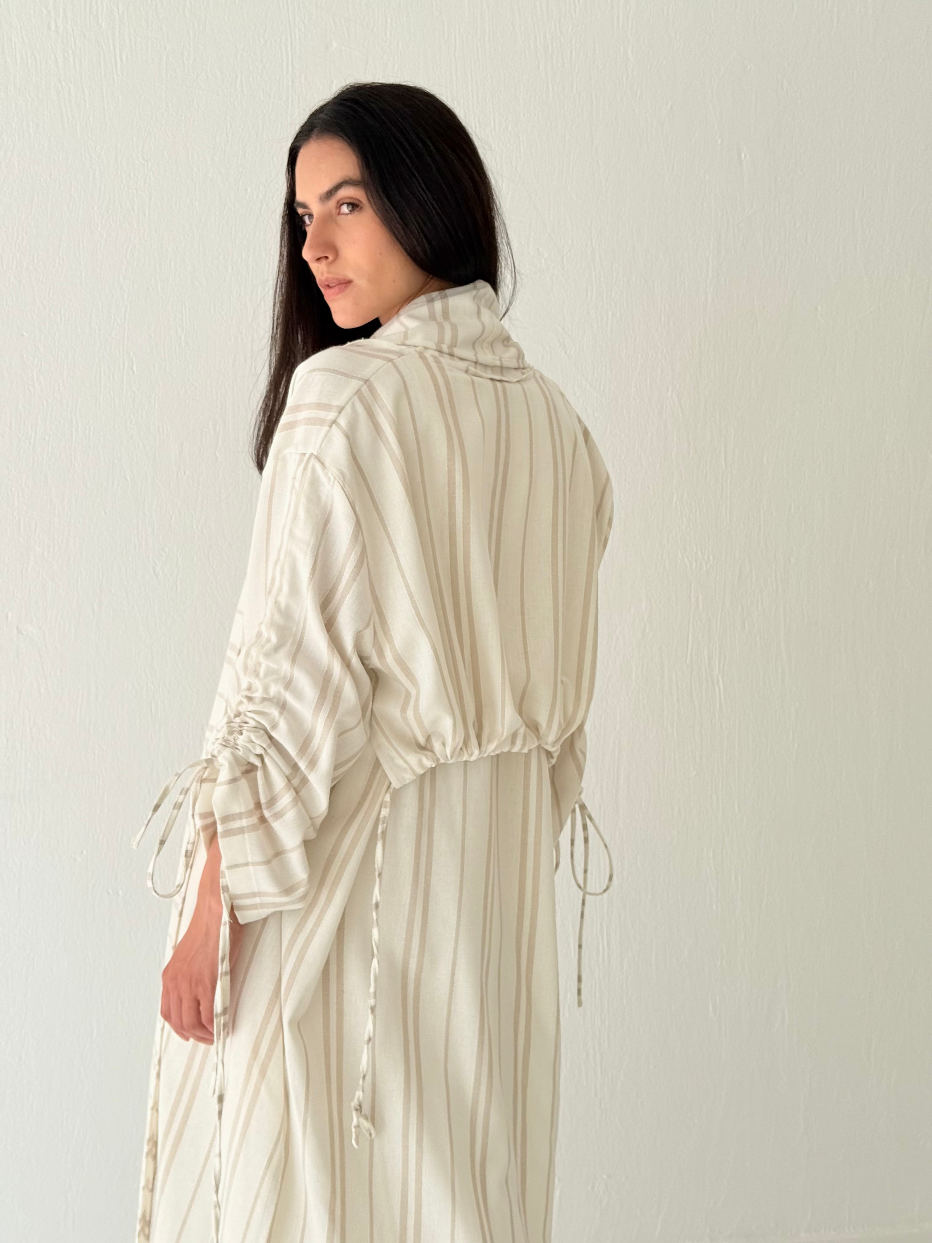 Stripe linen kimono