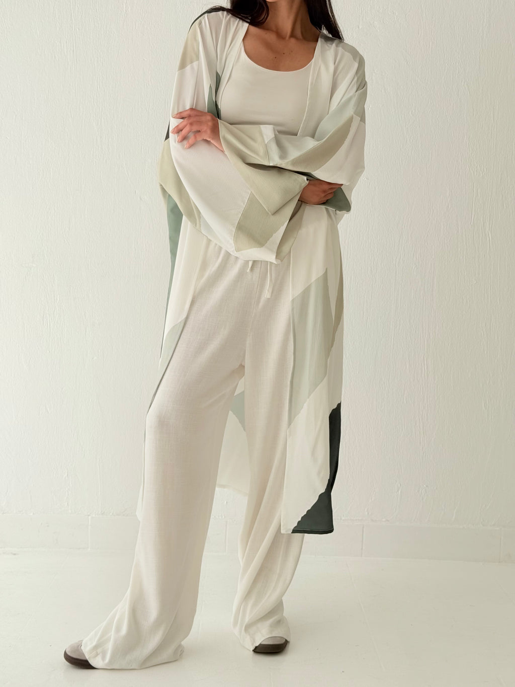 Olive natural kimono