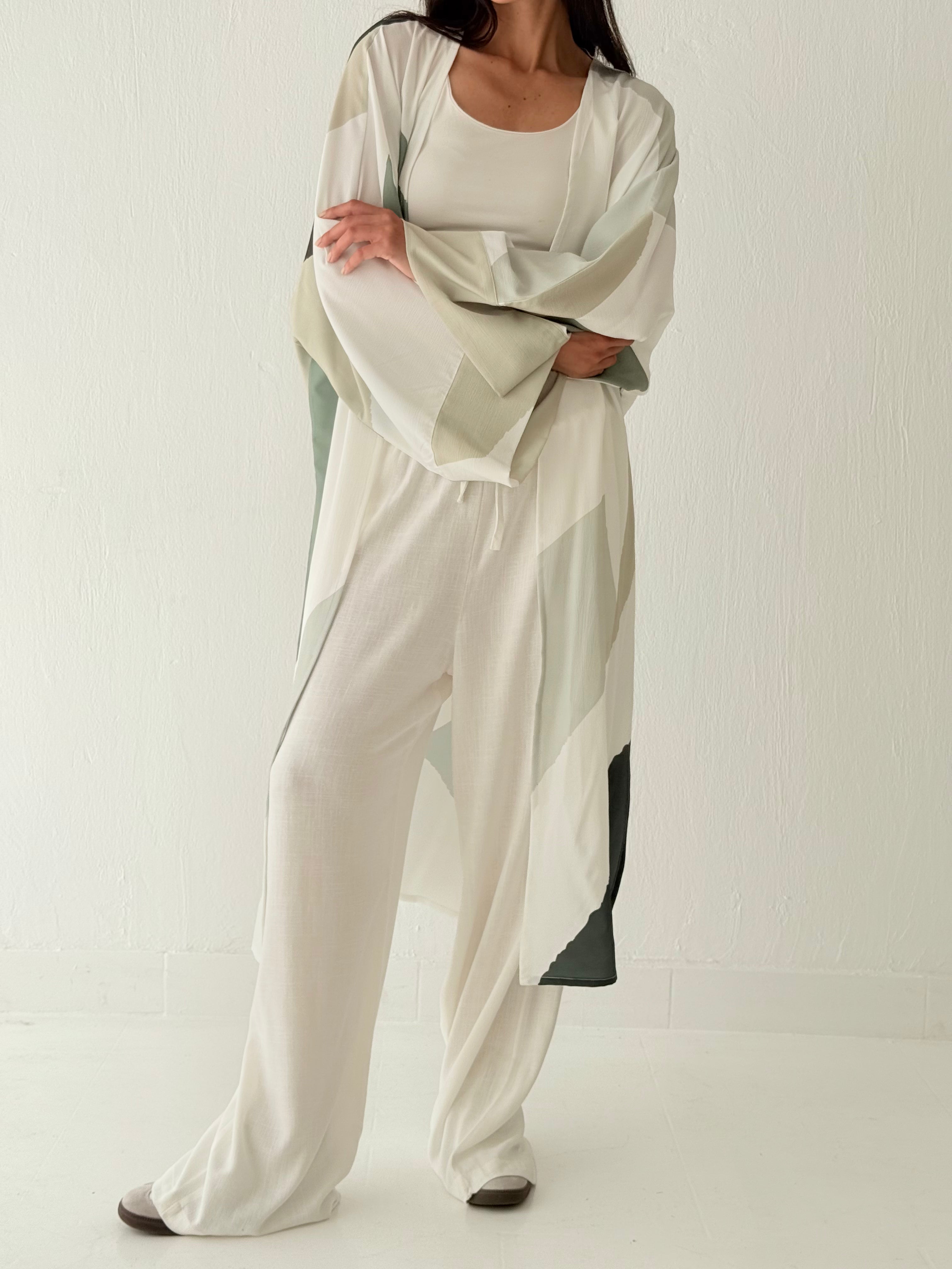 Olive natural kimono