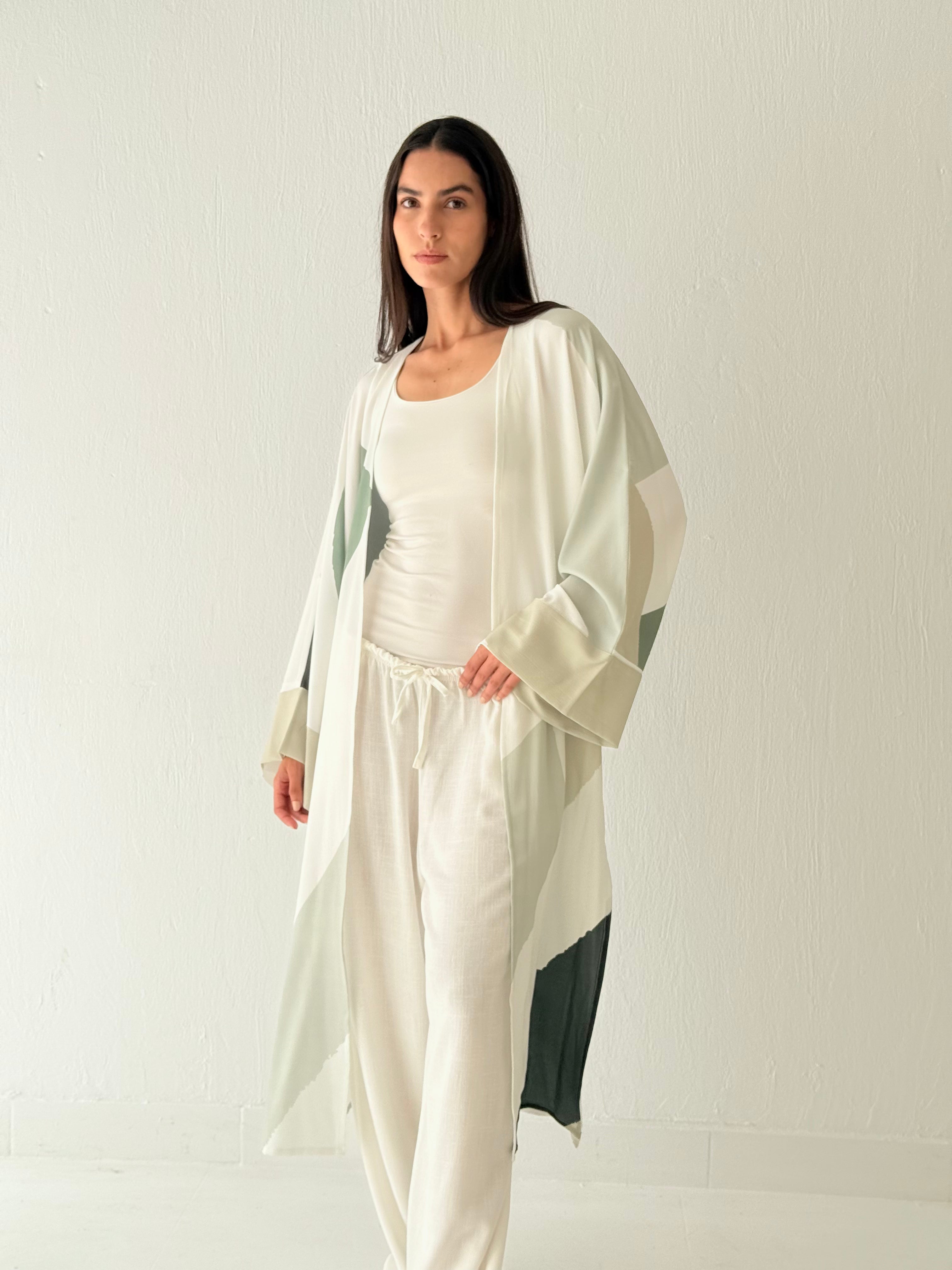 Olive natural kimono