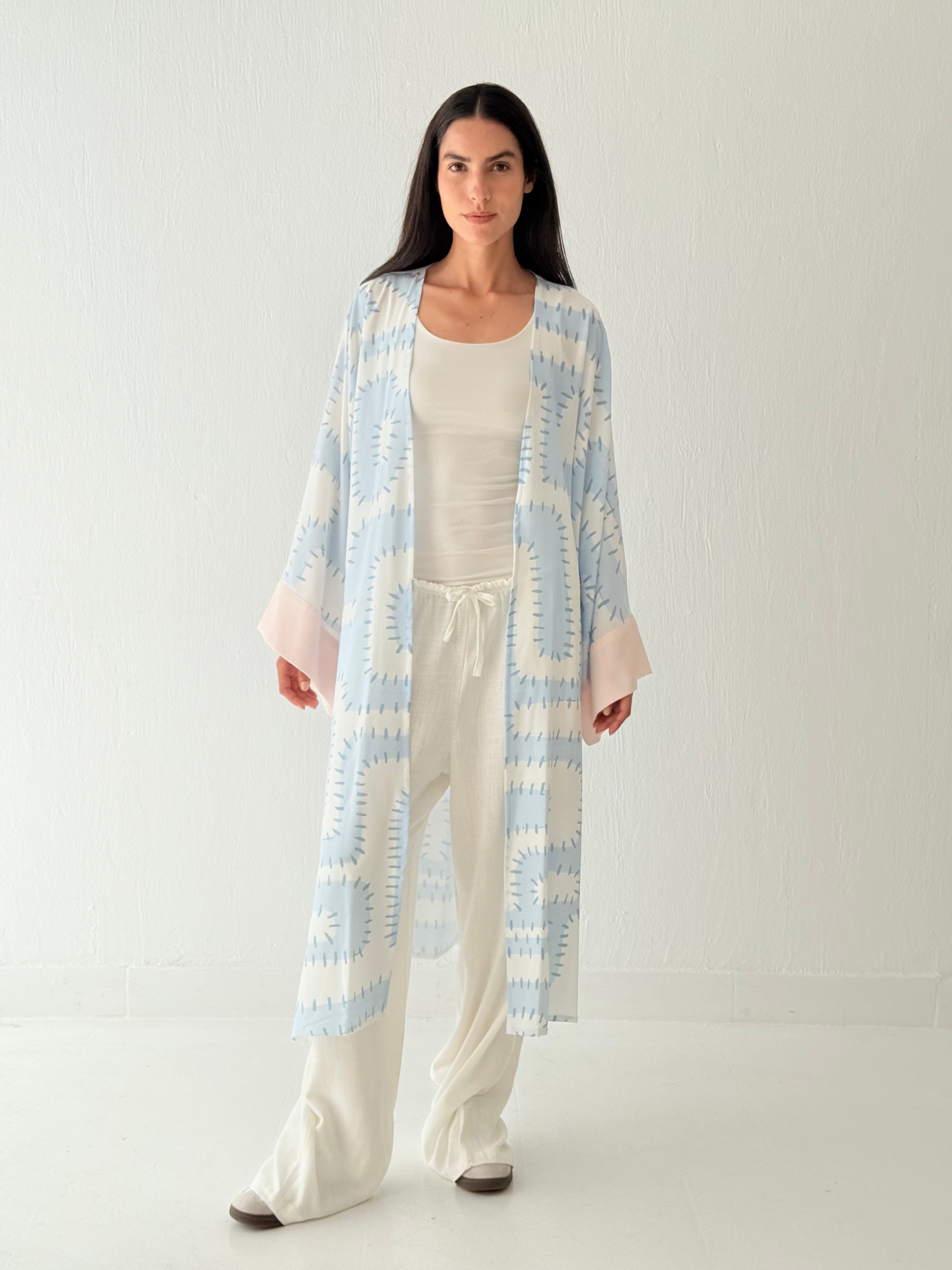 Blue shark kimono
