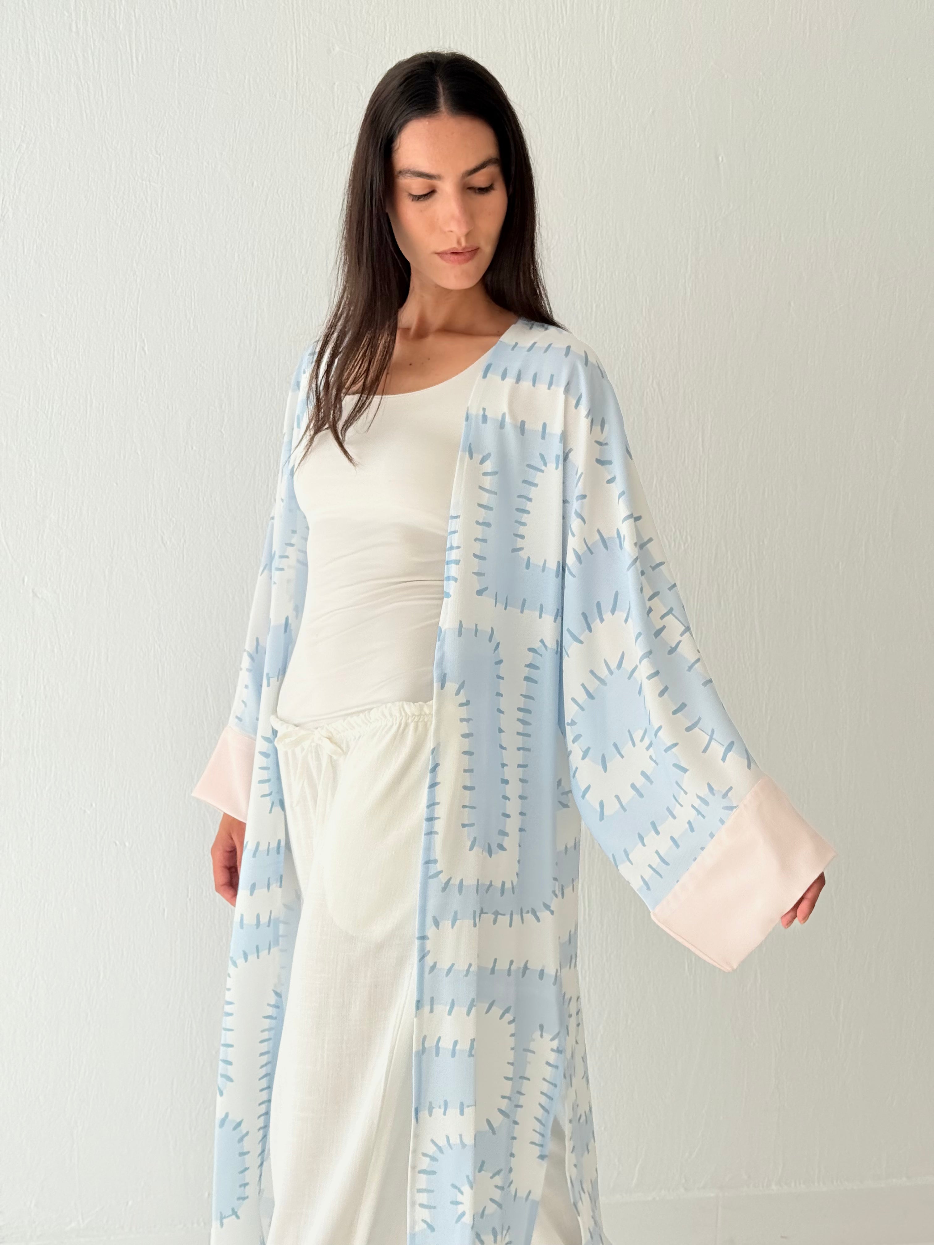 Blue shark kimono