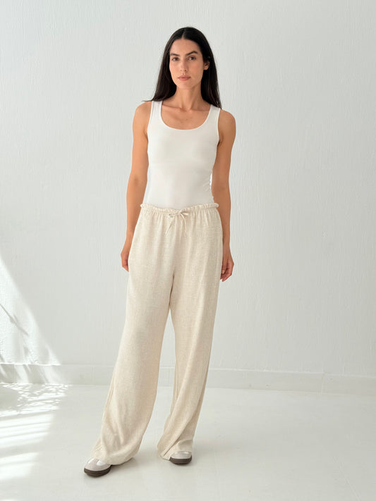 Beige linen pants