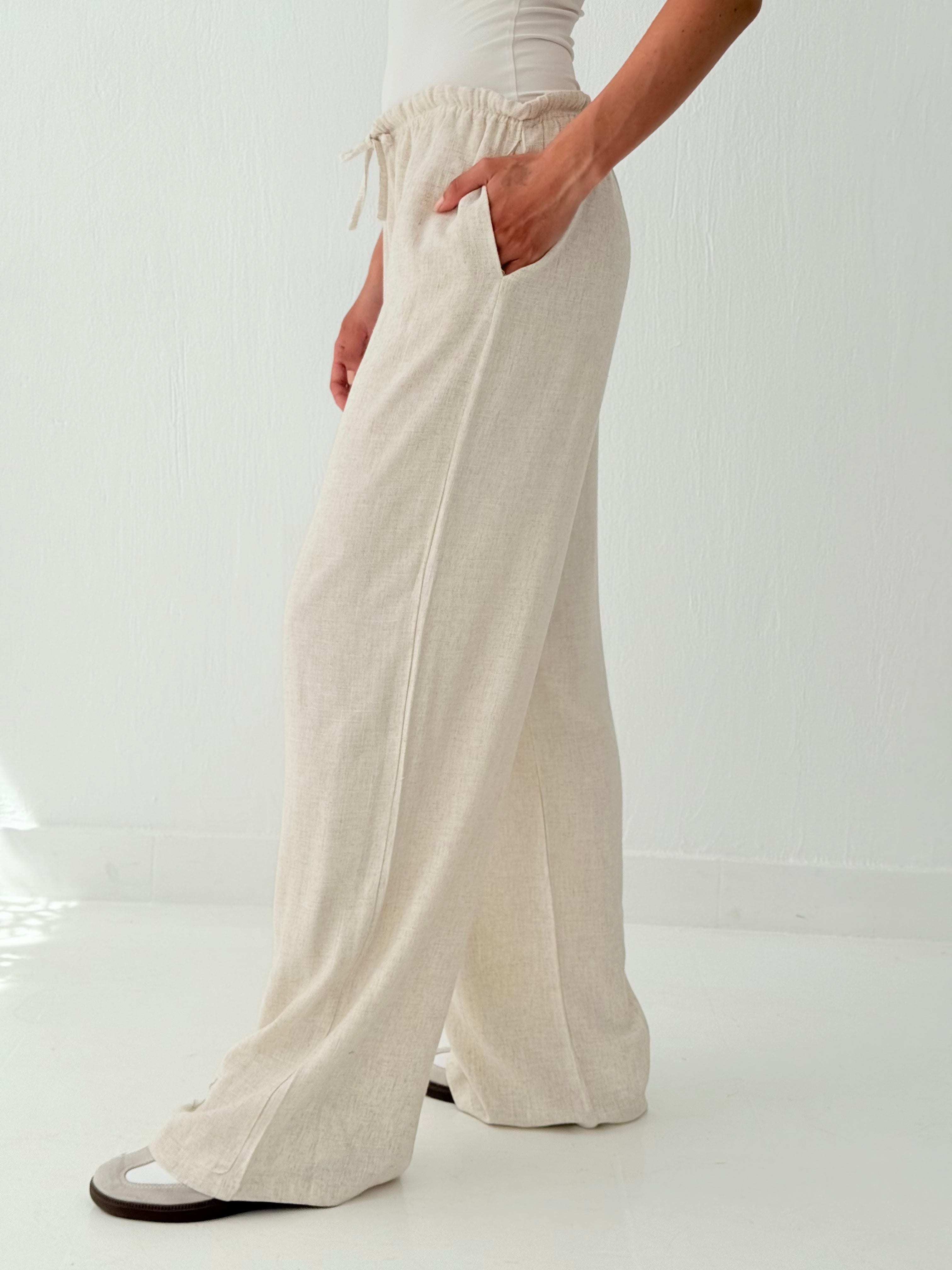 Beige linen pants
