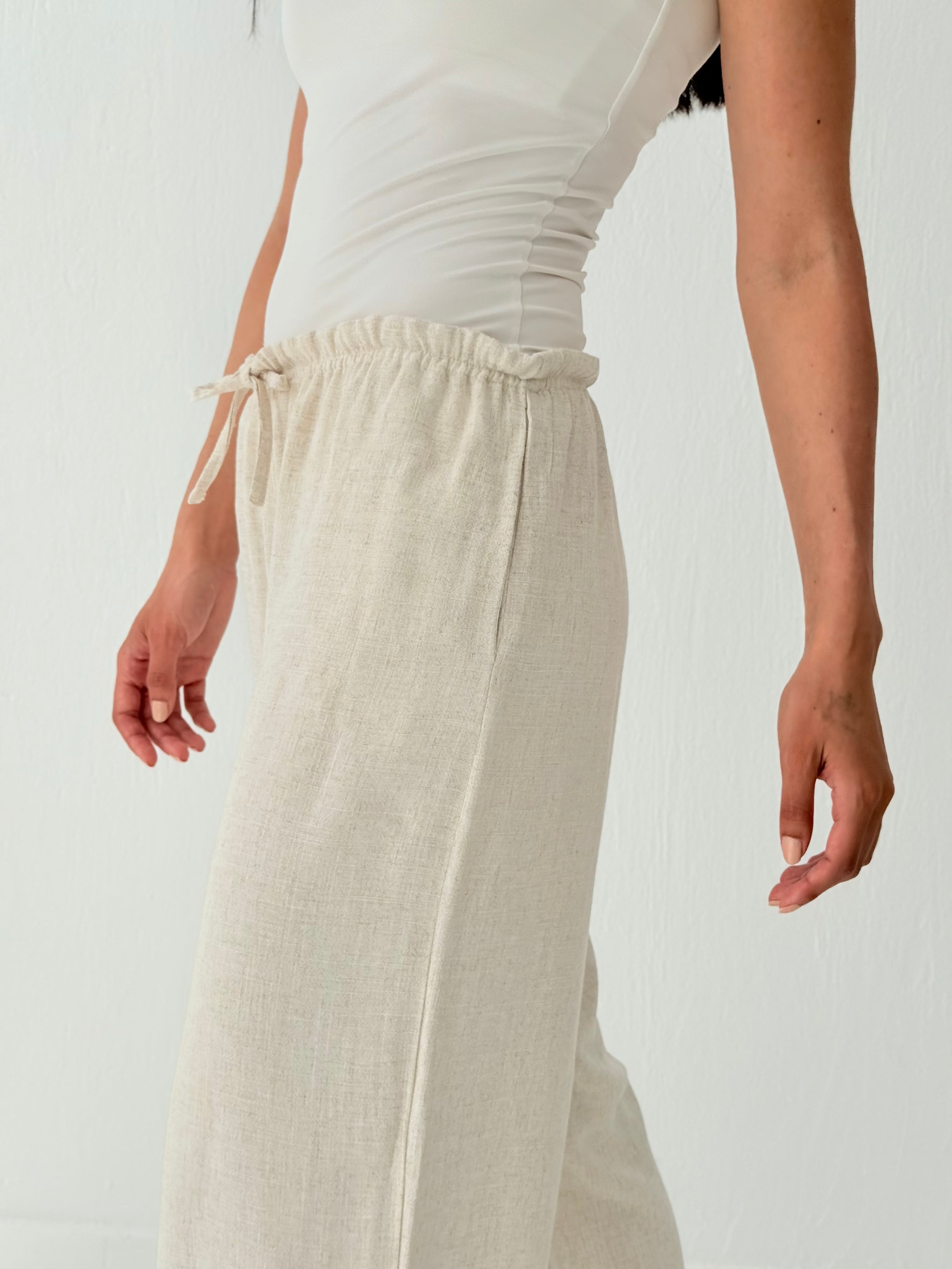 Beige linen pants