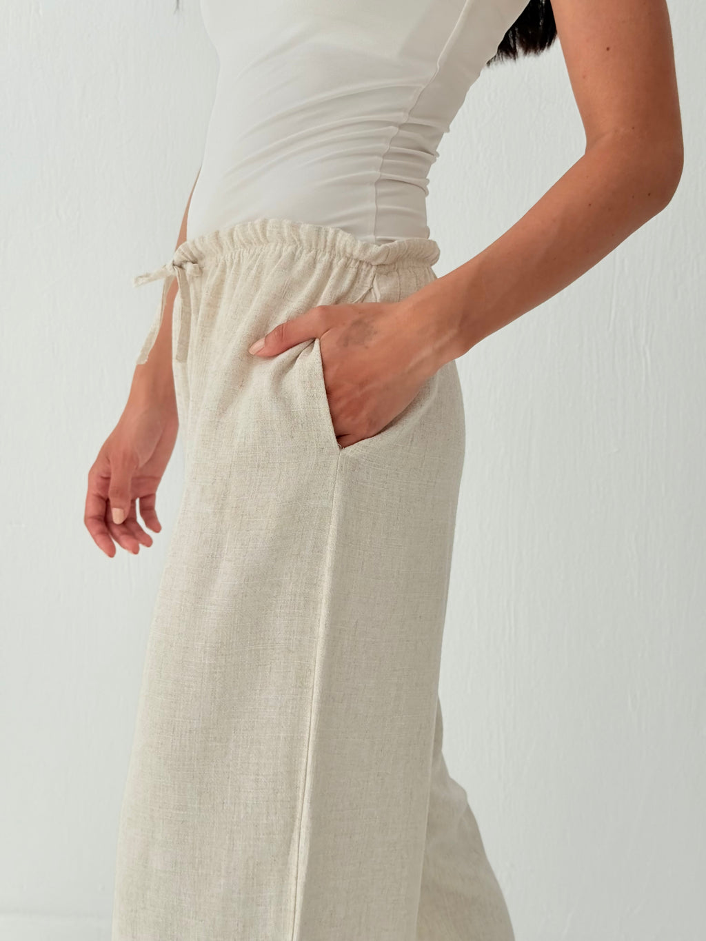 Beige linen pants