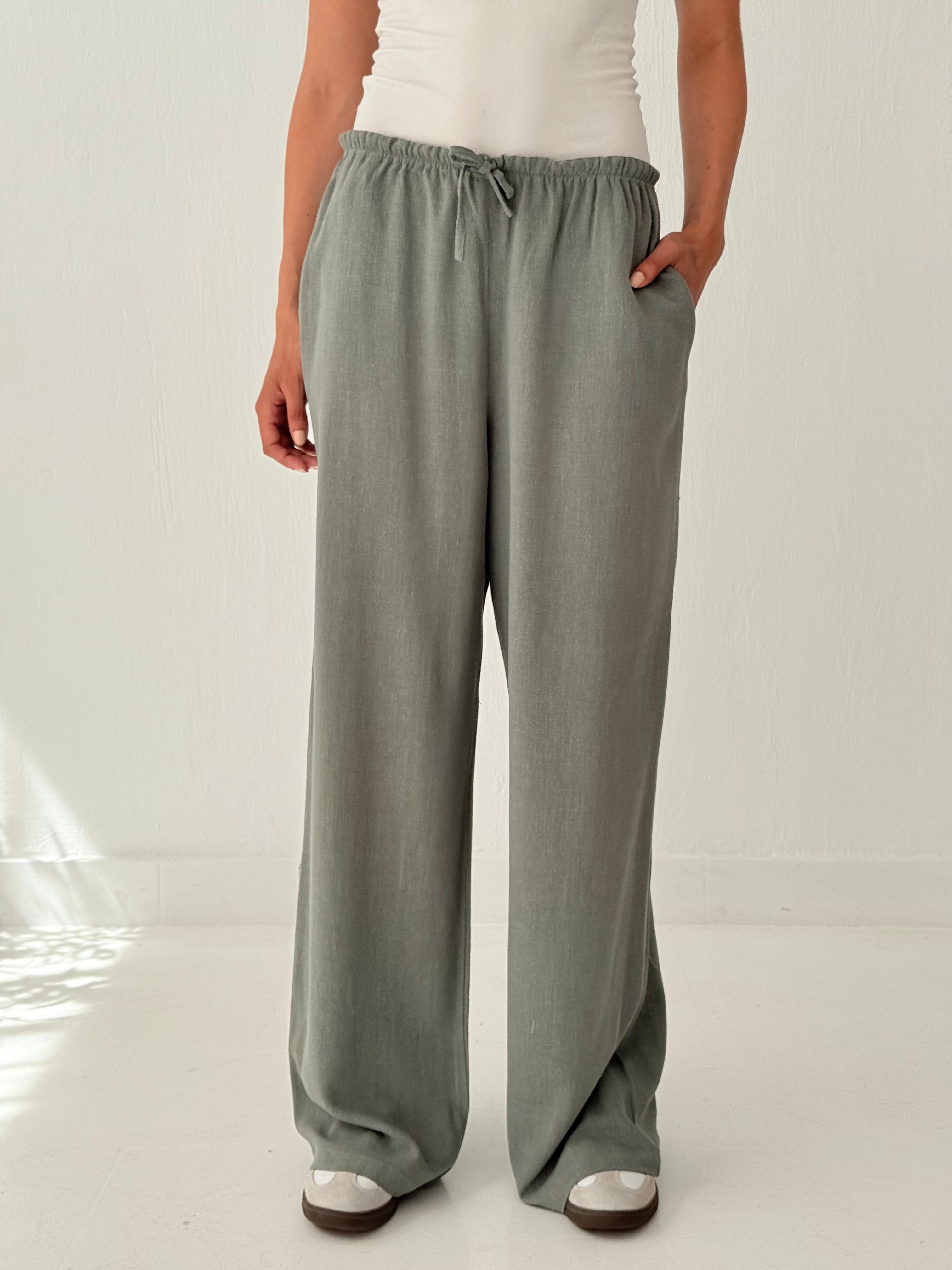 Olive linen pants
