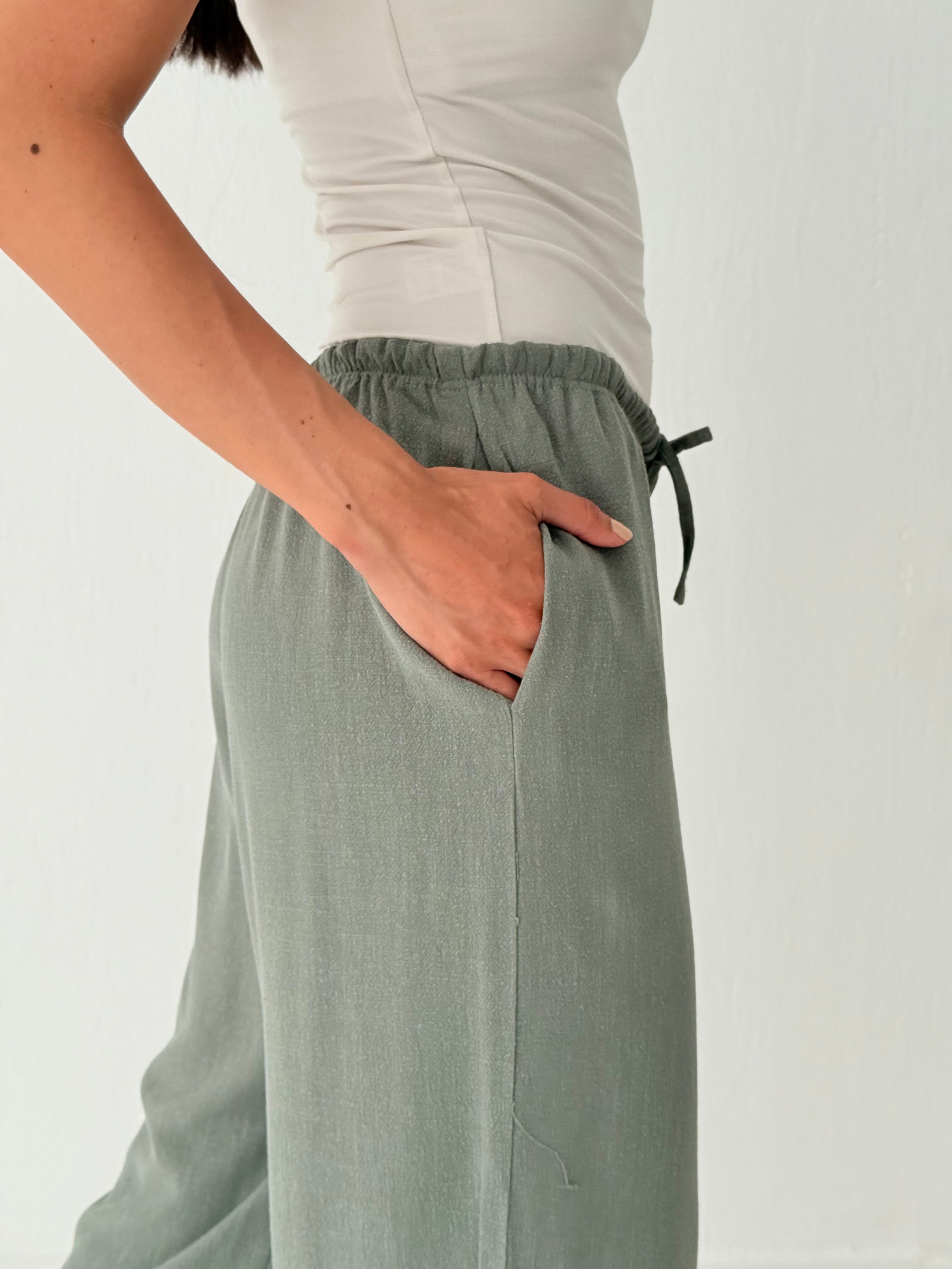 Olive linen pants